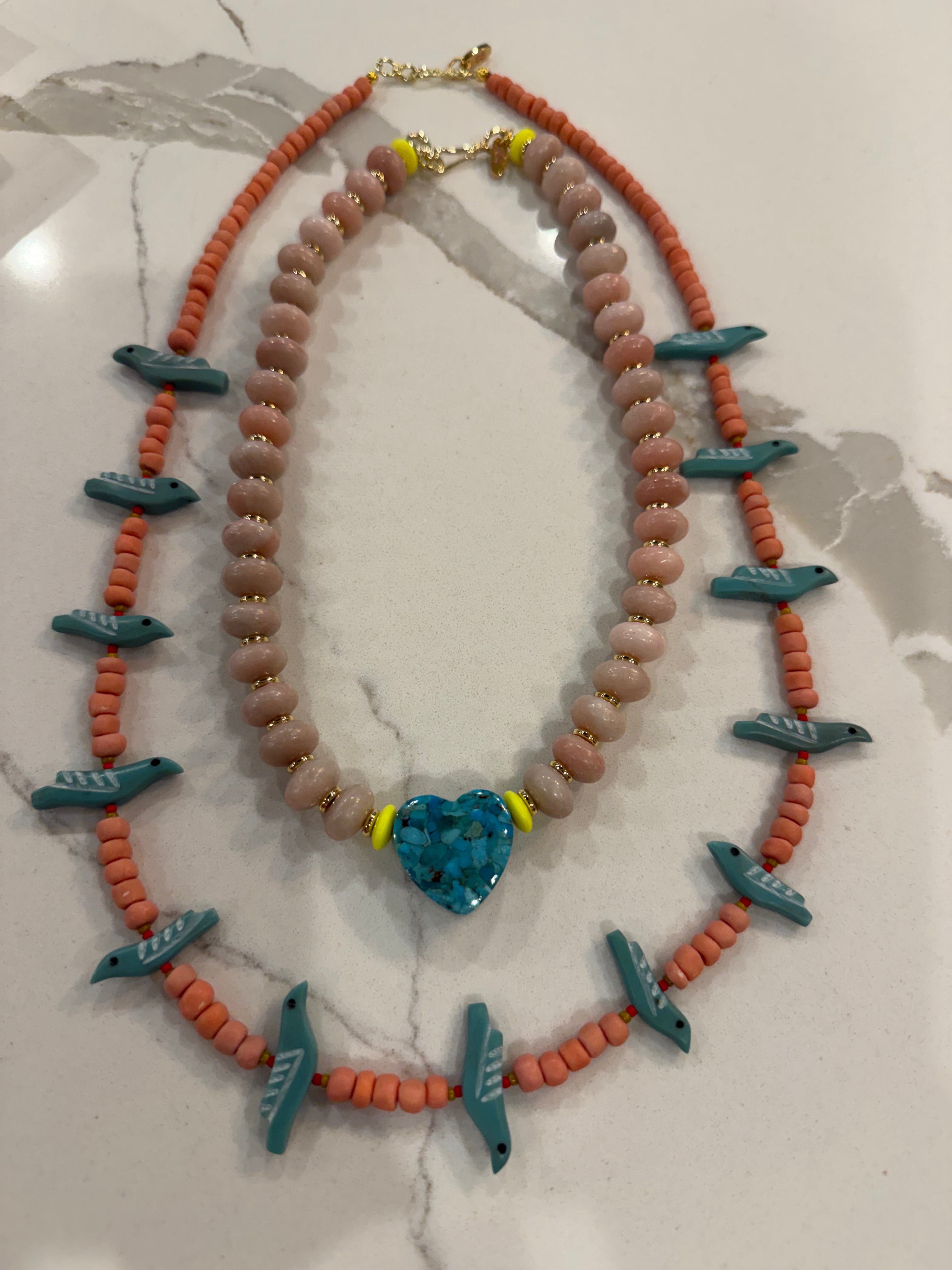 Long Turquoise Bird Necklace