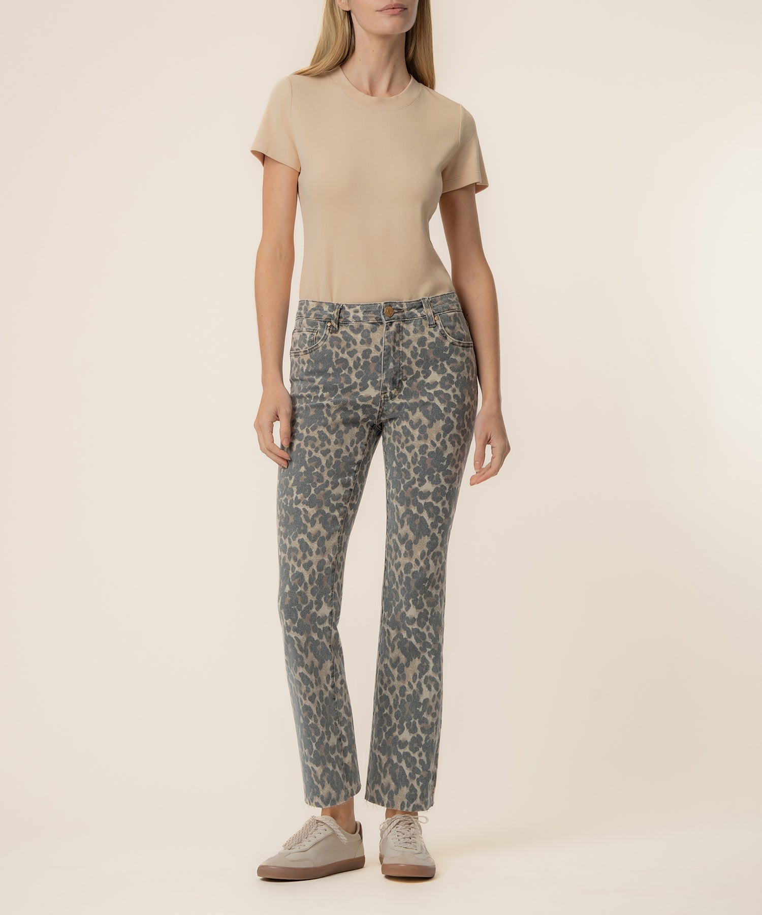 Tara Leopard Ankle Flare Jeans