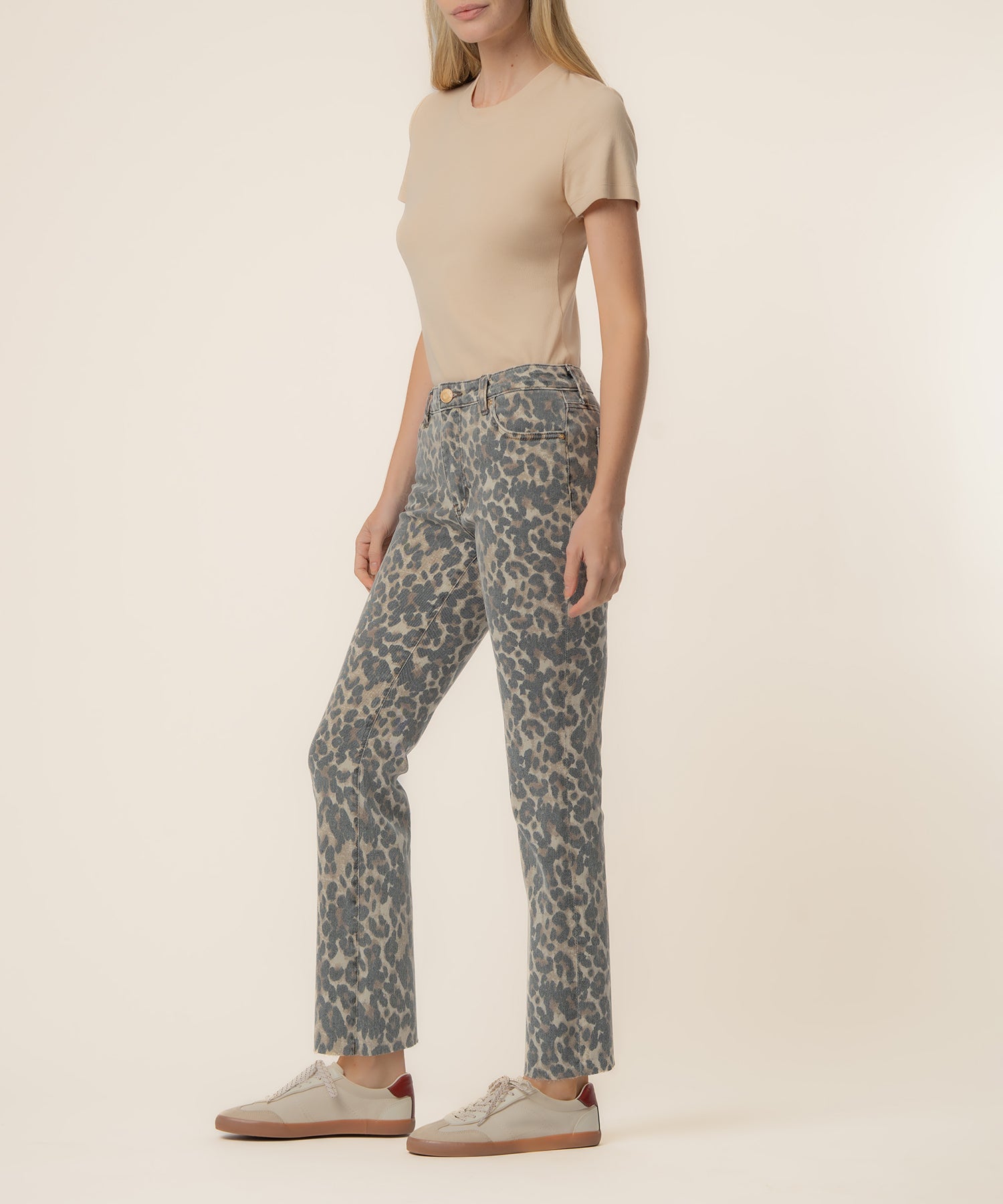 Tara Leopard Ankle Flare Jeans