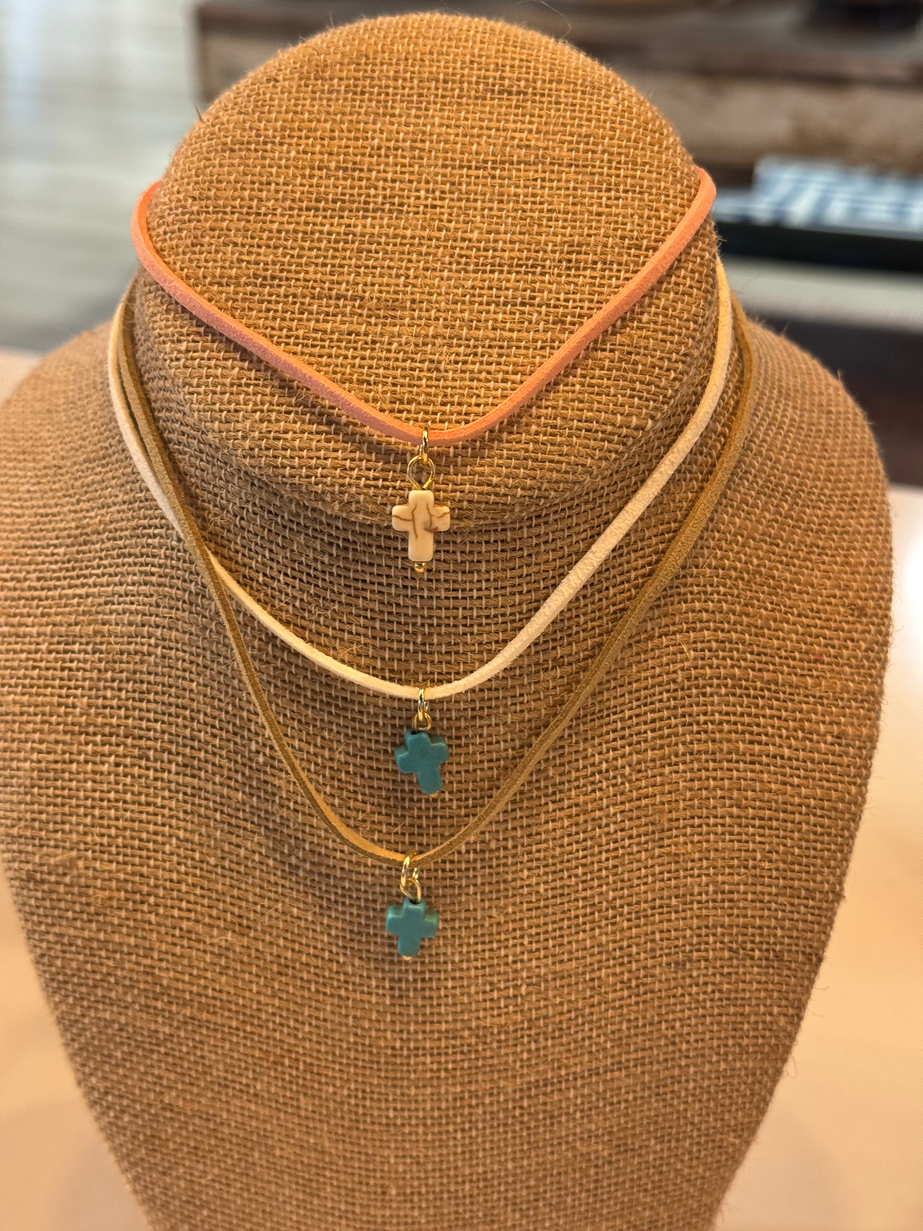 Taylor Leather Cross Necklace