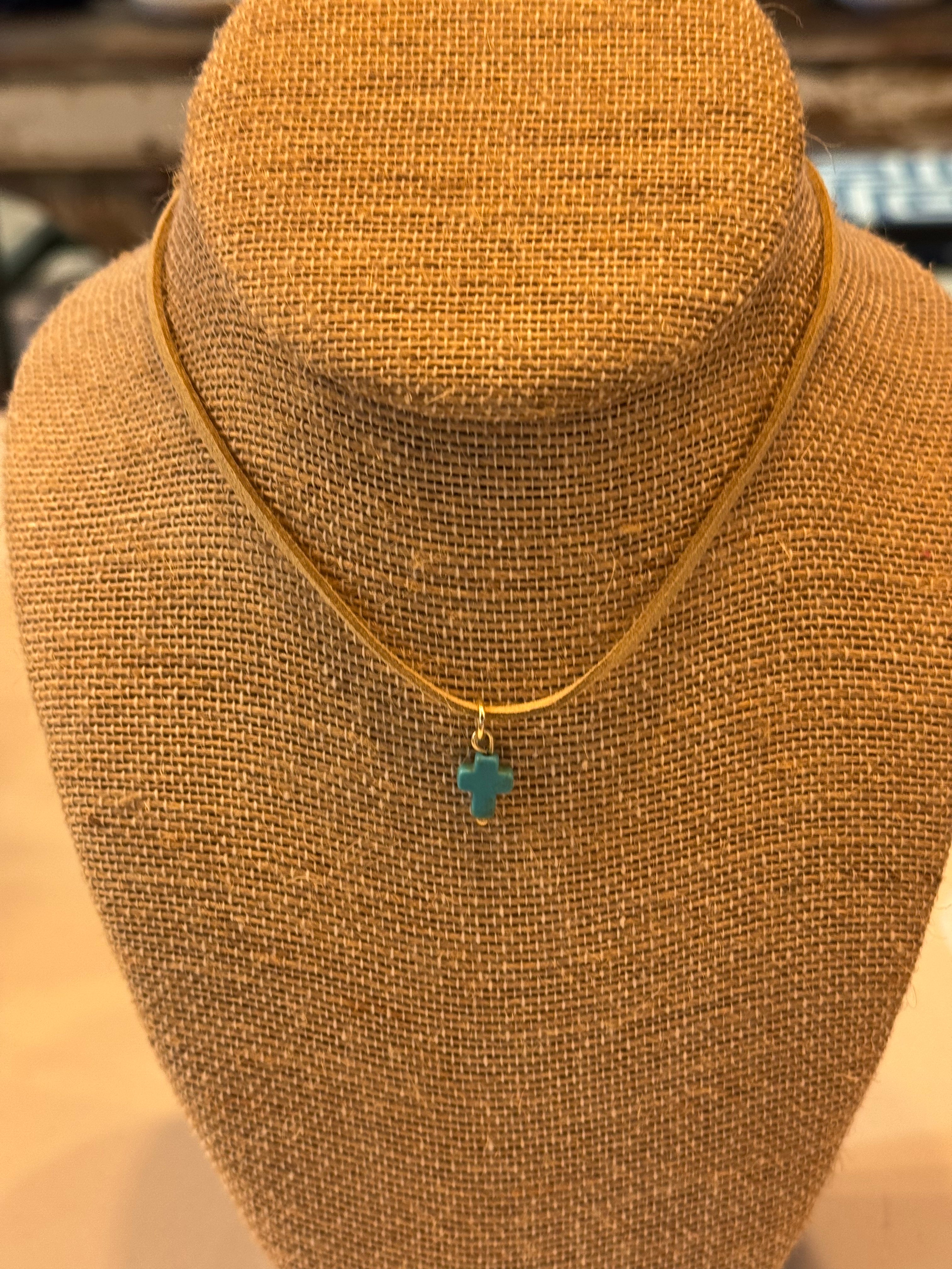Taylor Leather Cross Necklace