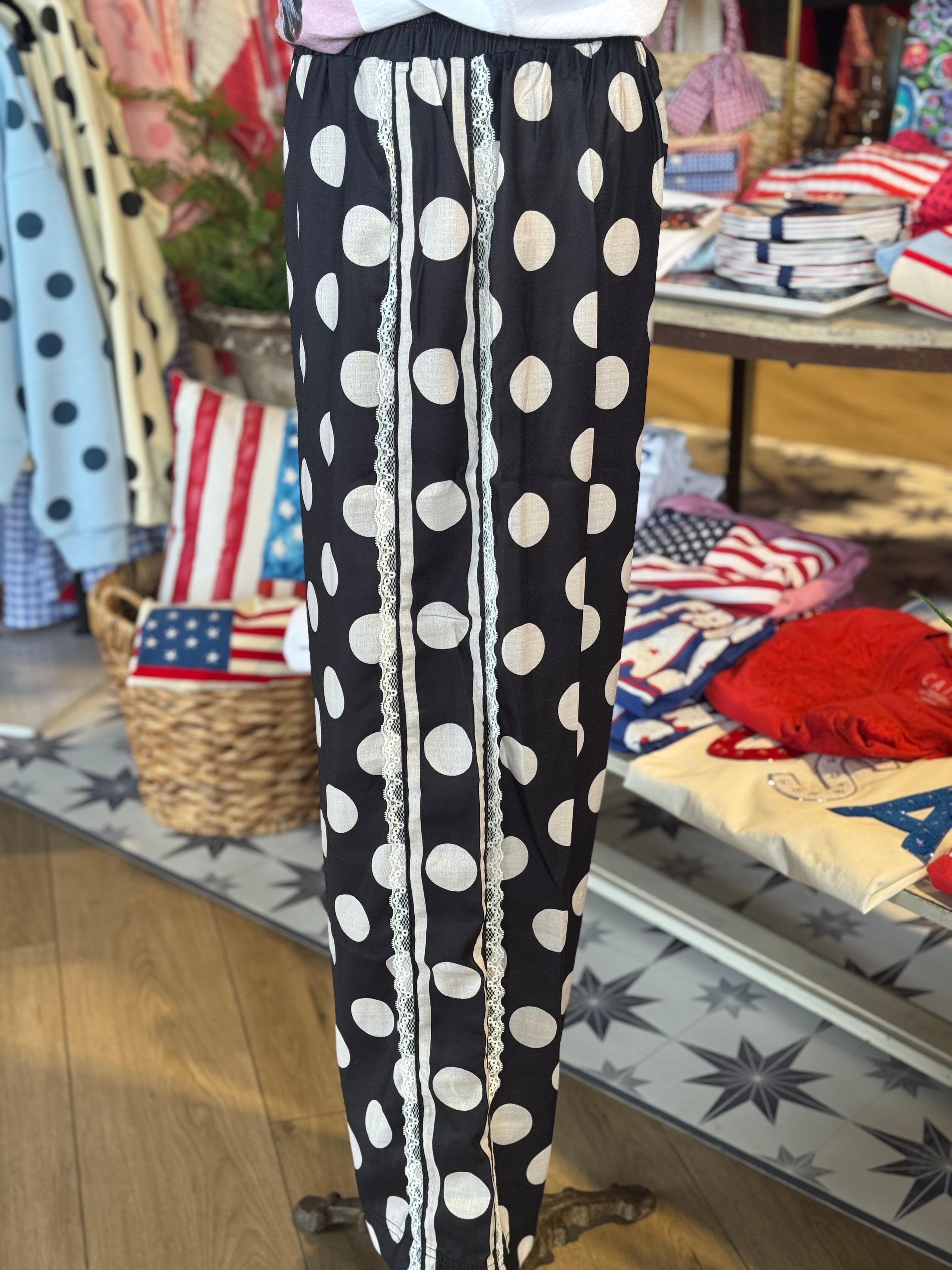 Polka Dot Lace Pants