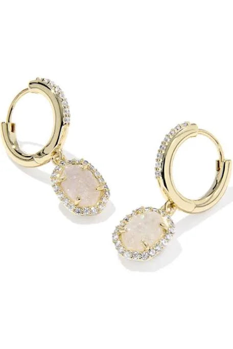 Daphne Crystal Huggie Gold Earrings
