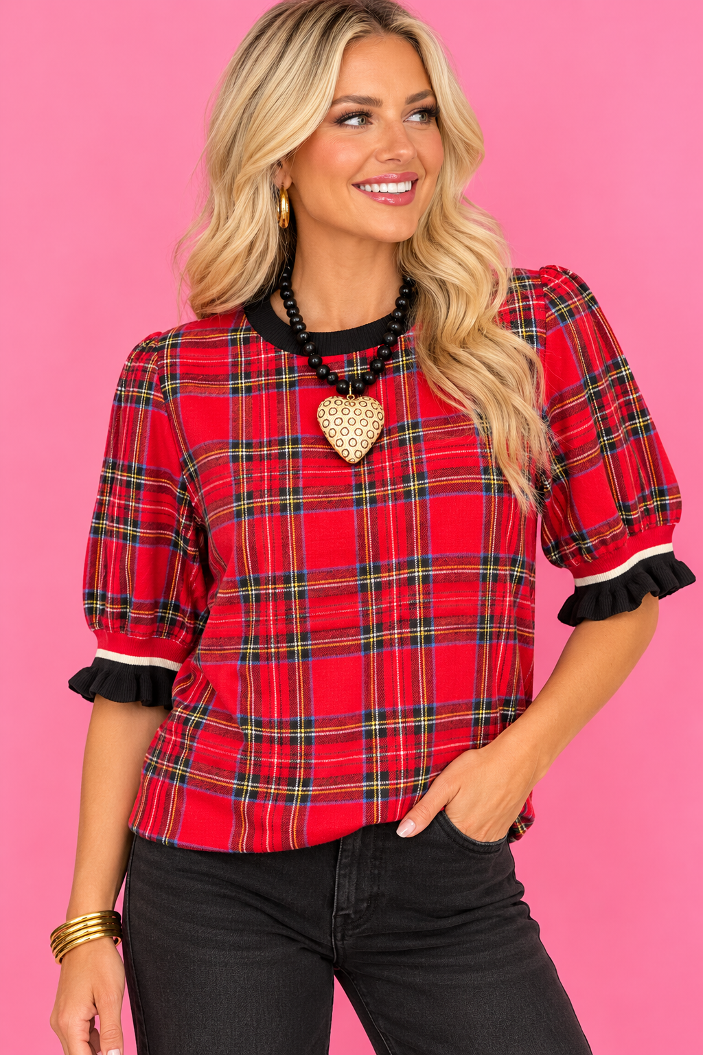 Clara Plaid Top