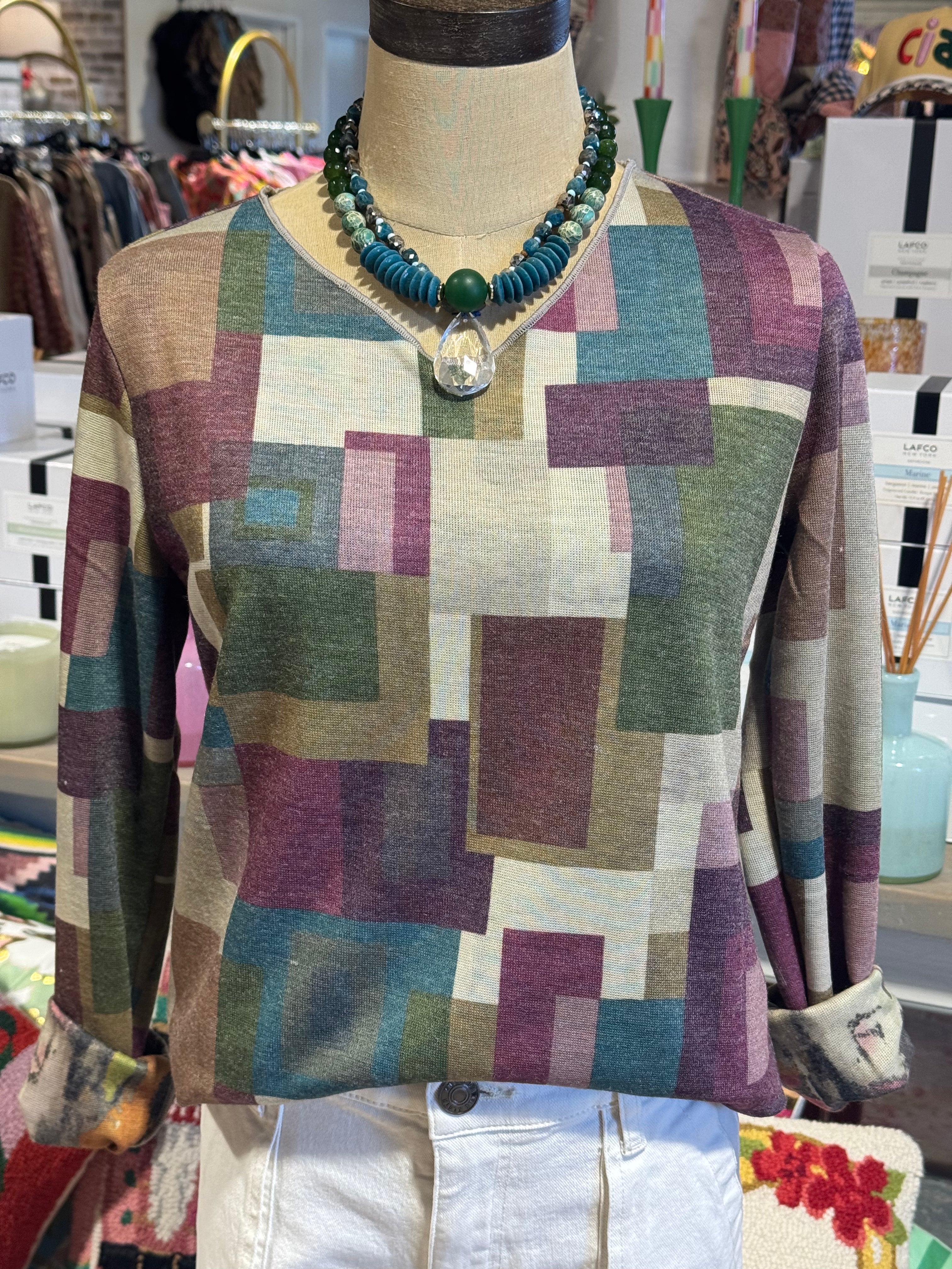 Abstract Printed Reversible Top