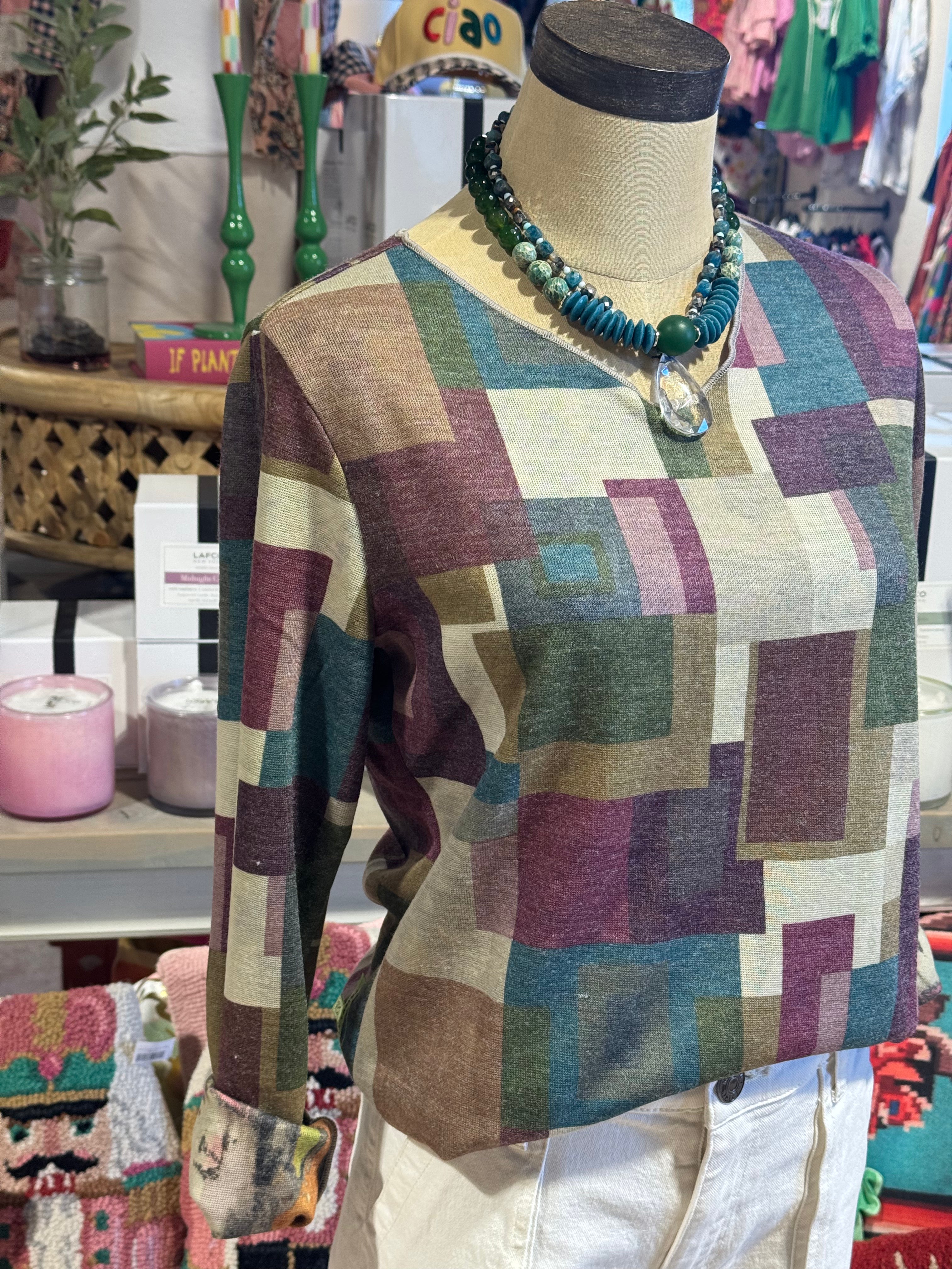 Abstract Printed Reversible Top