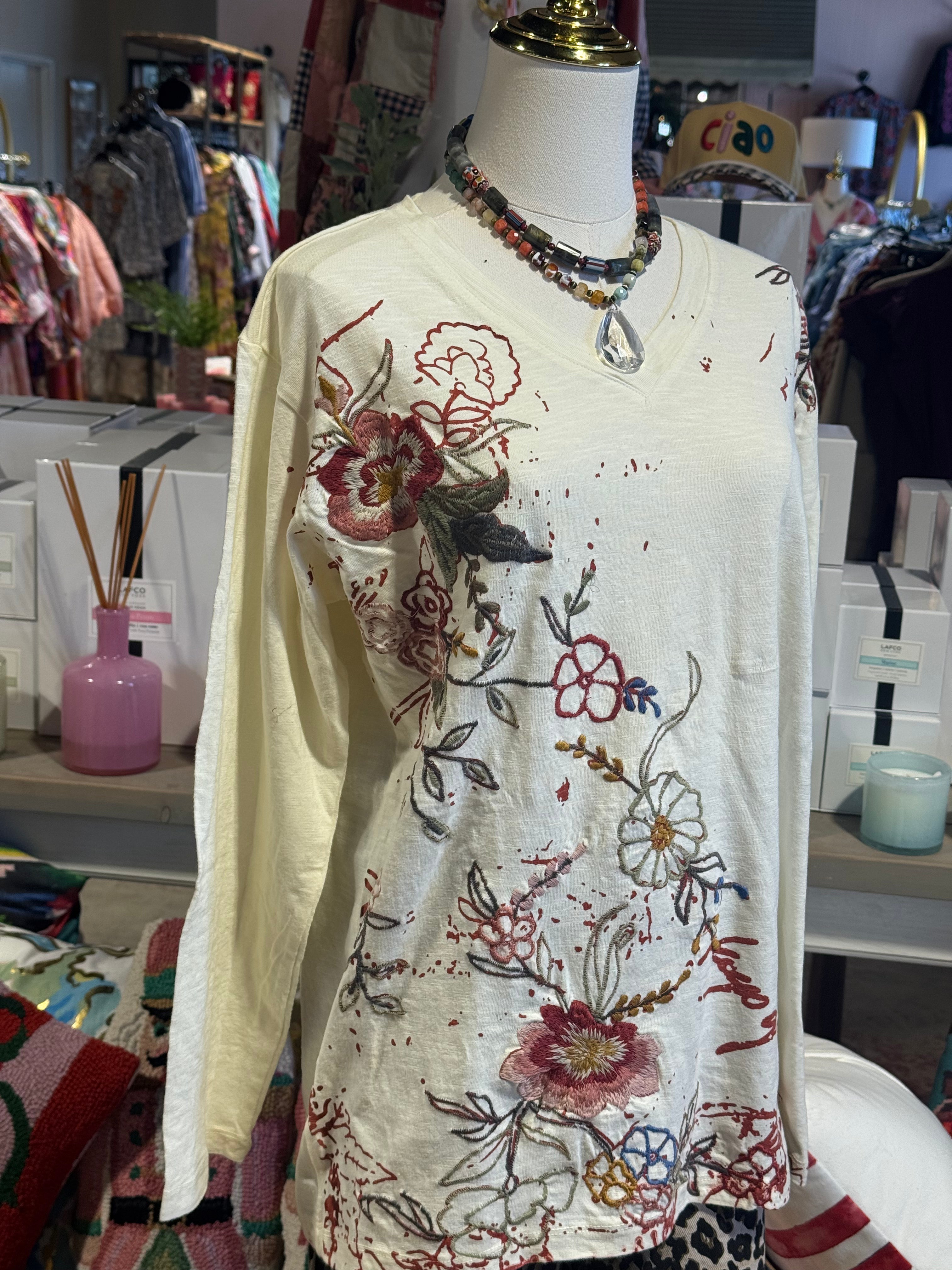 HARLOW TOP | Long Sleeve Sweatshirt with Embroidery