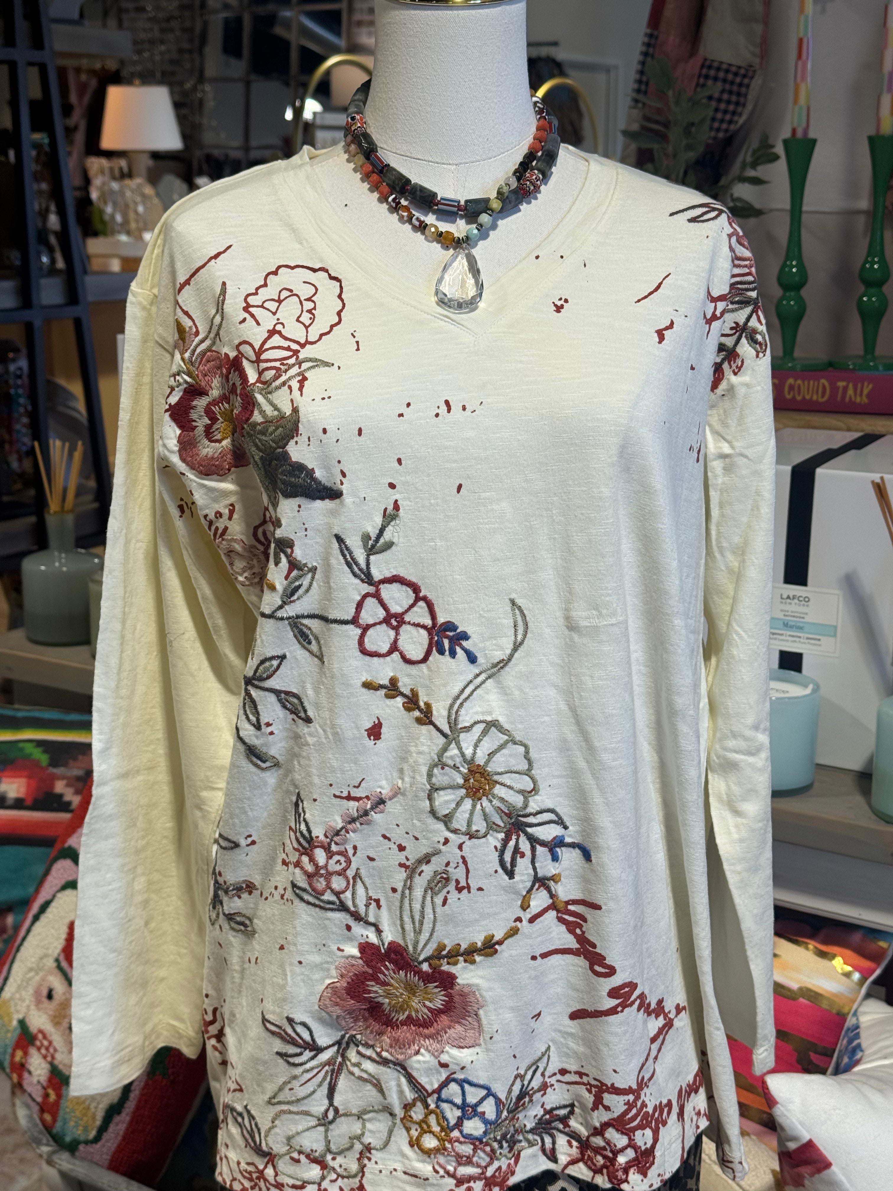 HARLOW TOP | Long Sleeve Sweatshirt with Embroidery