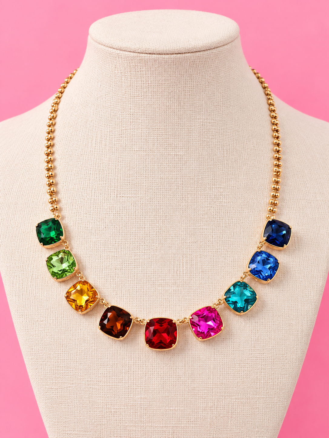 Cushion Cut Crystal Necklace