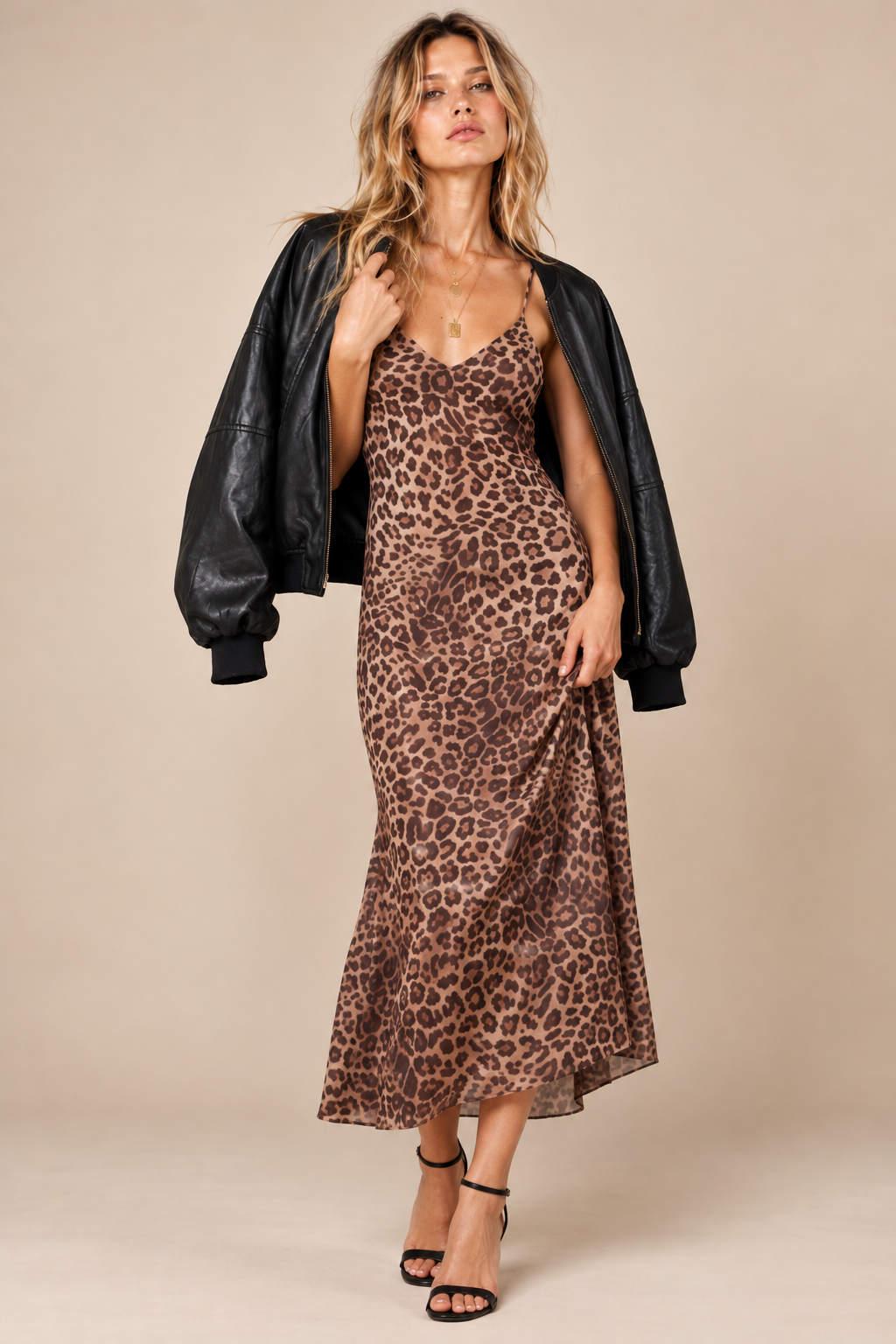 Cheetah Print V-Neck Maxi Dress