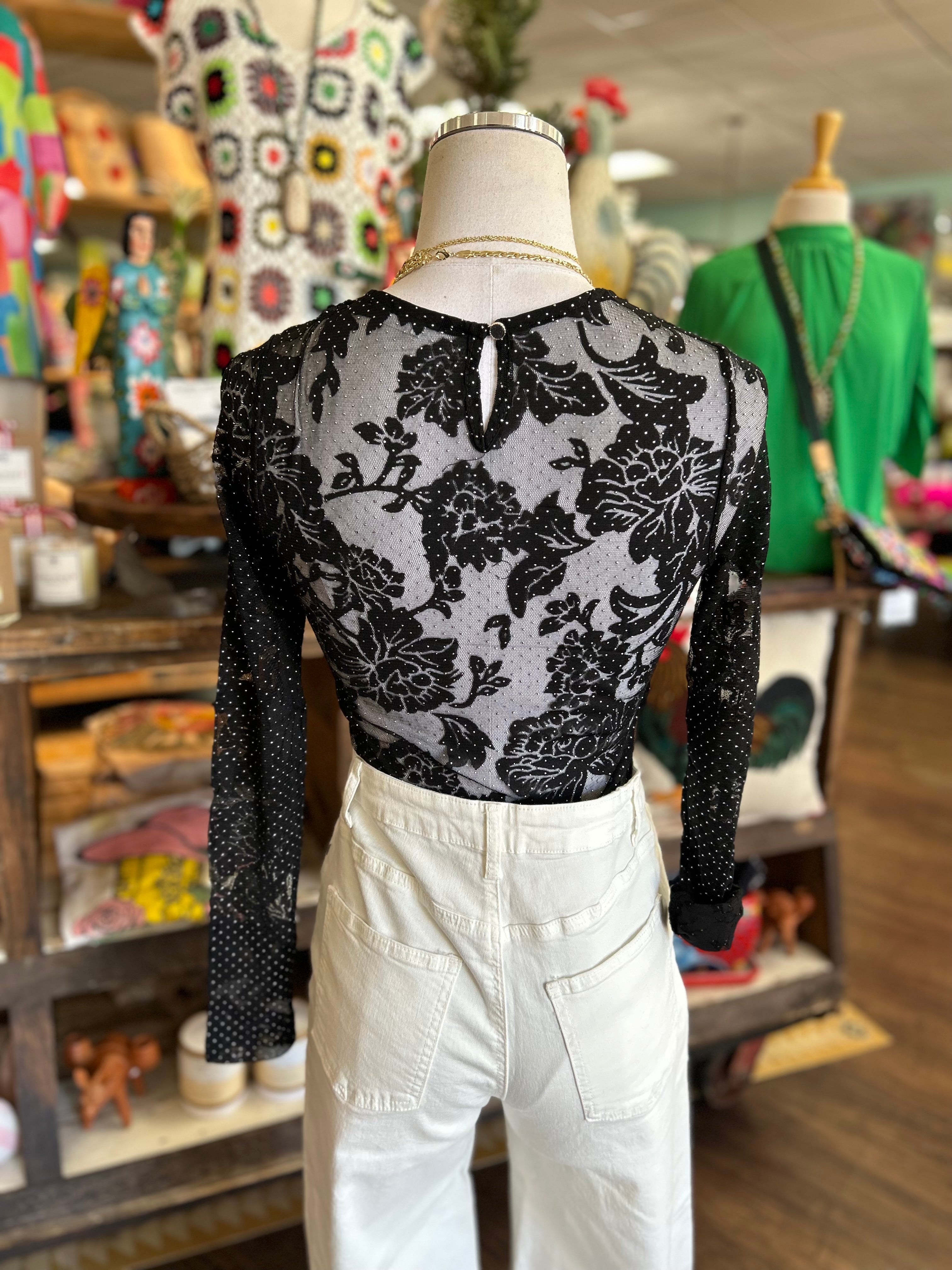 Floral Lace Bodysuit (White or Black)