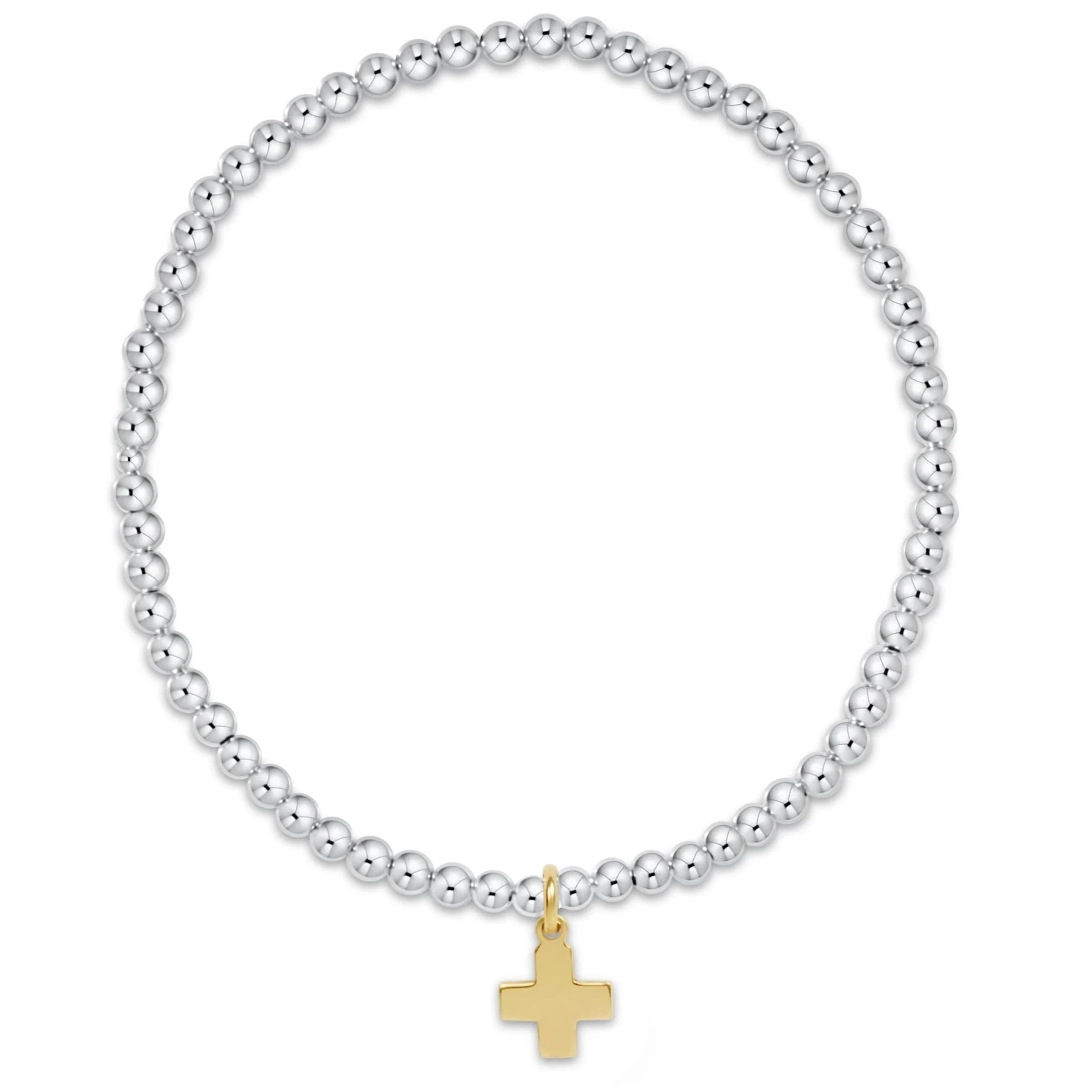 2mm Gold Cross Charm Bracelet