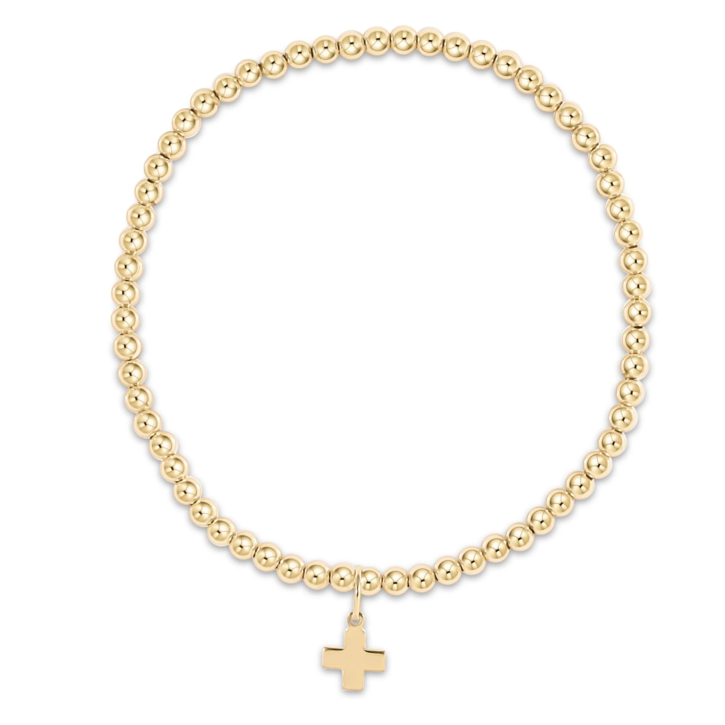 3mm Small Gold Cross Charm Bracelet
