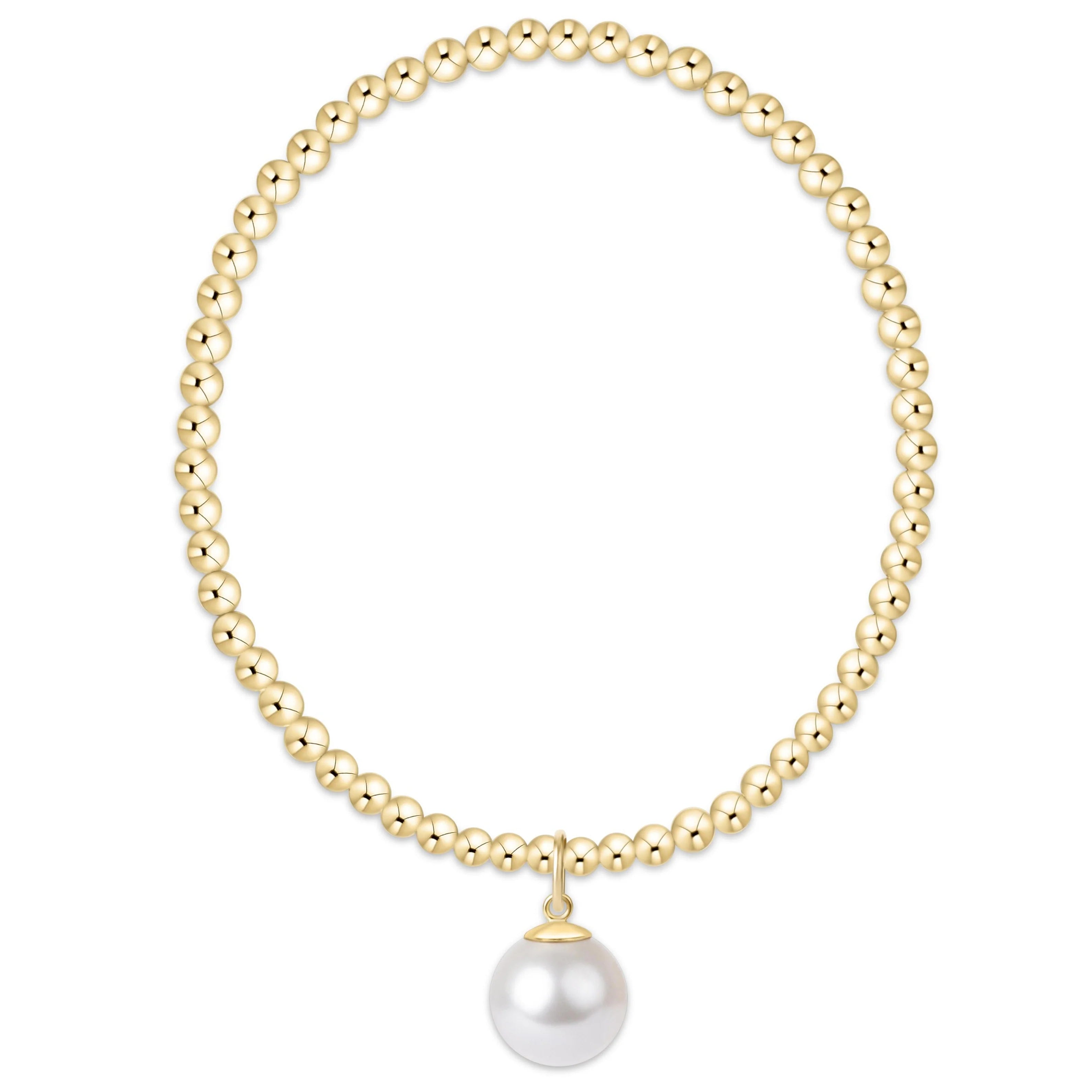 8mm Pearl Charm 2mm Bracelet