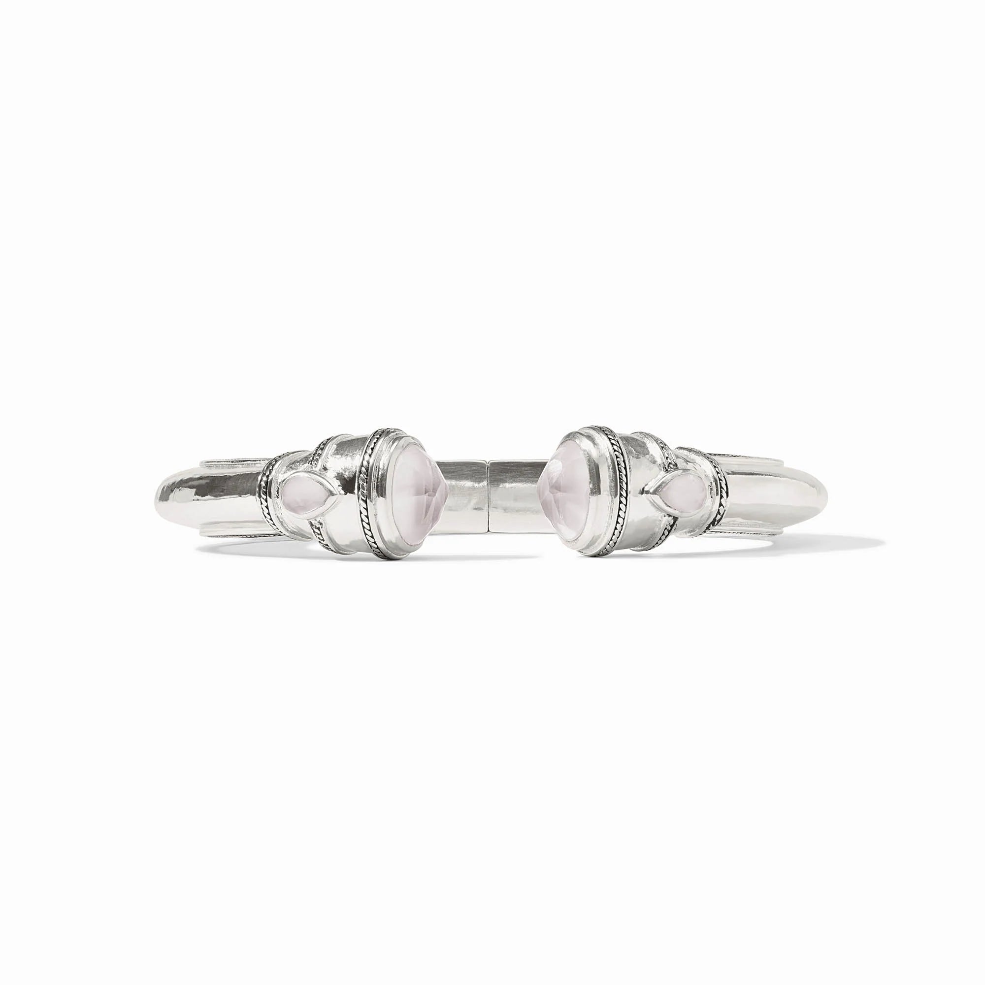 Cannes Silver Demi Cuff Iridescent Clear Crystal Bracelet