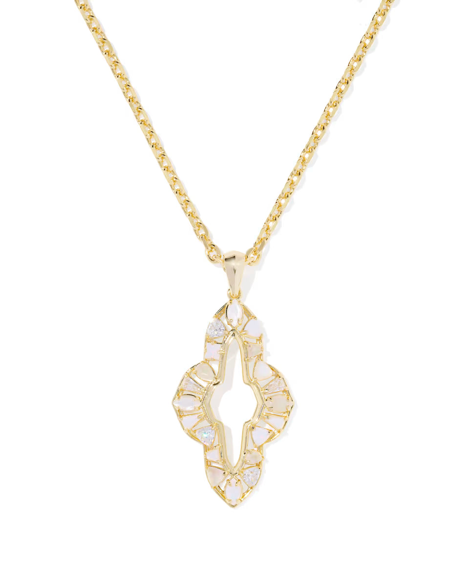 Abbie Crystal Long Neutral Mix Gold Necklace