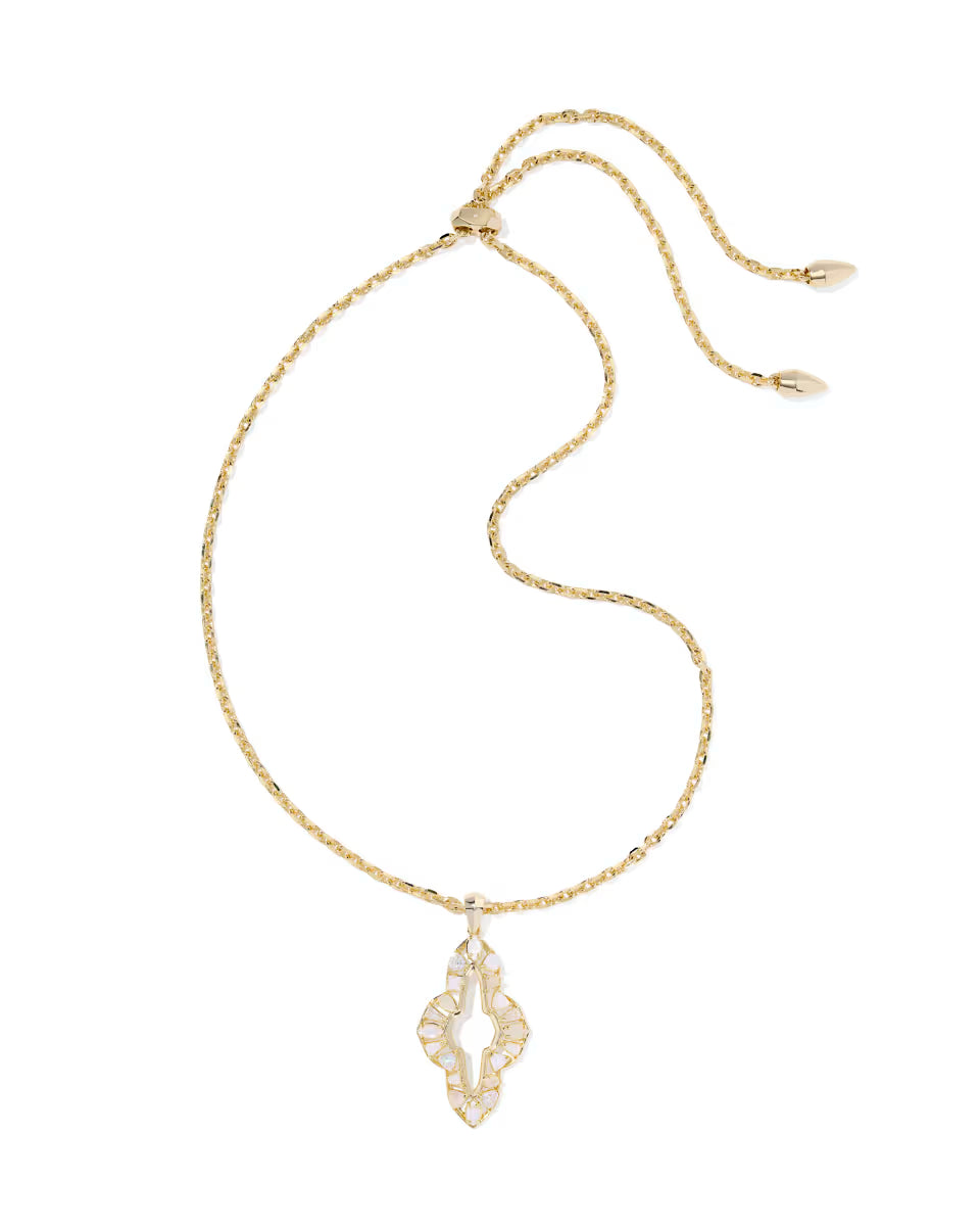 Abbie Crystal Long Neutral Mix Gold Necklace