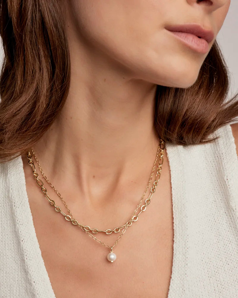 Ashton Fish Water Pearl Gold Multi Strand Necklace