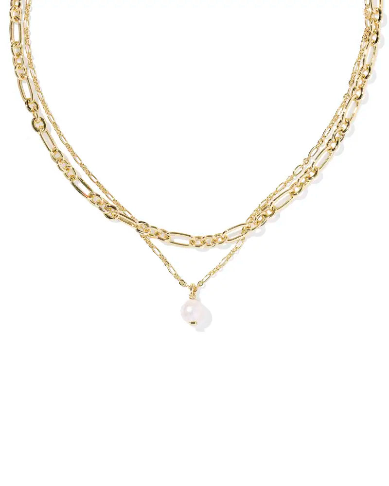 Ashton Fish Water Pearl Gold Multi Strand Necklace
