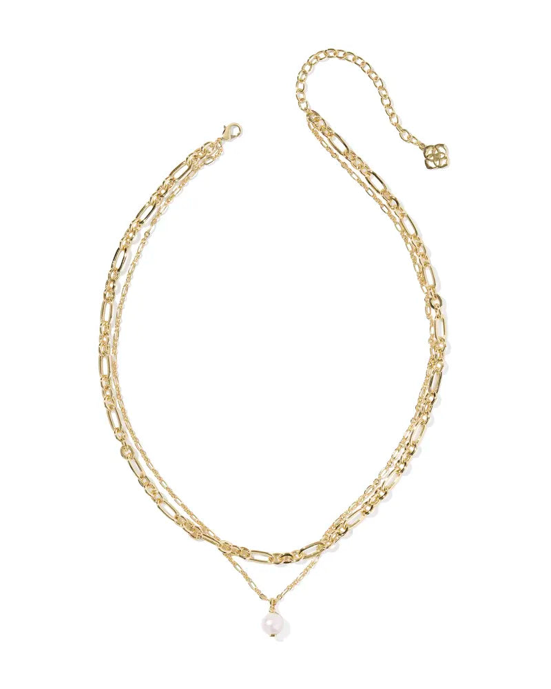 Ashton Fish Water Pearl Gold Multi Strand Necklace