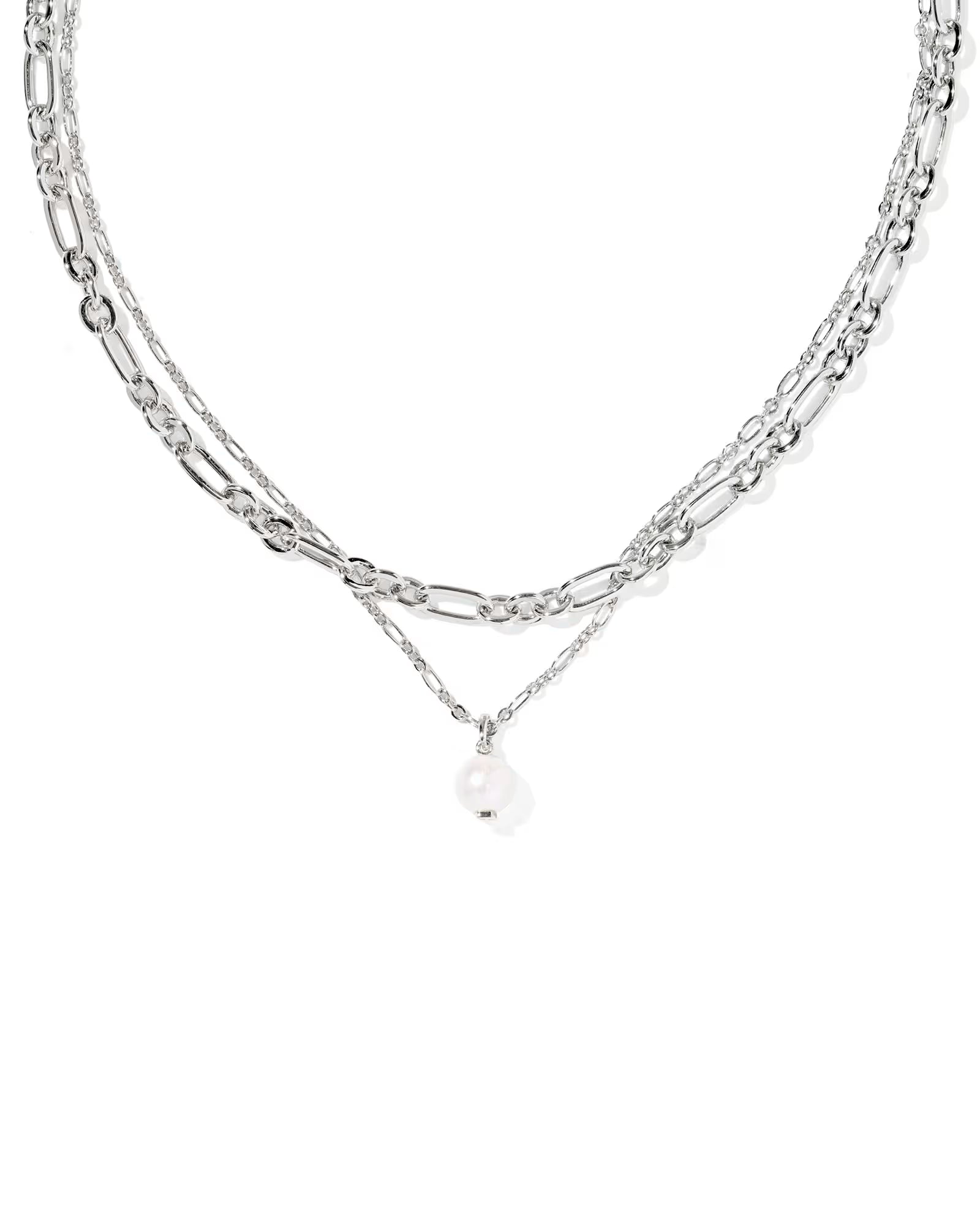 Ashton Fish Water Pearl Silver Multi Strand Necklace
