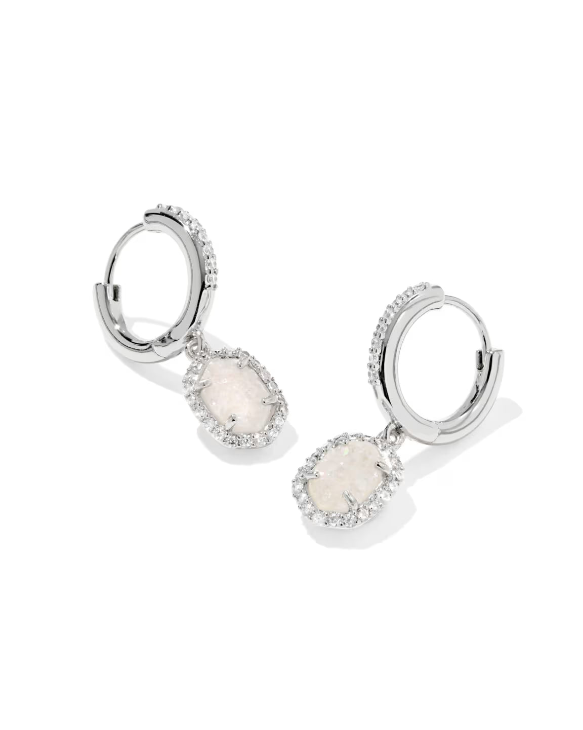 Daphne Crystal Iridescent Huggie Silver Earrings