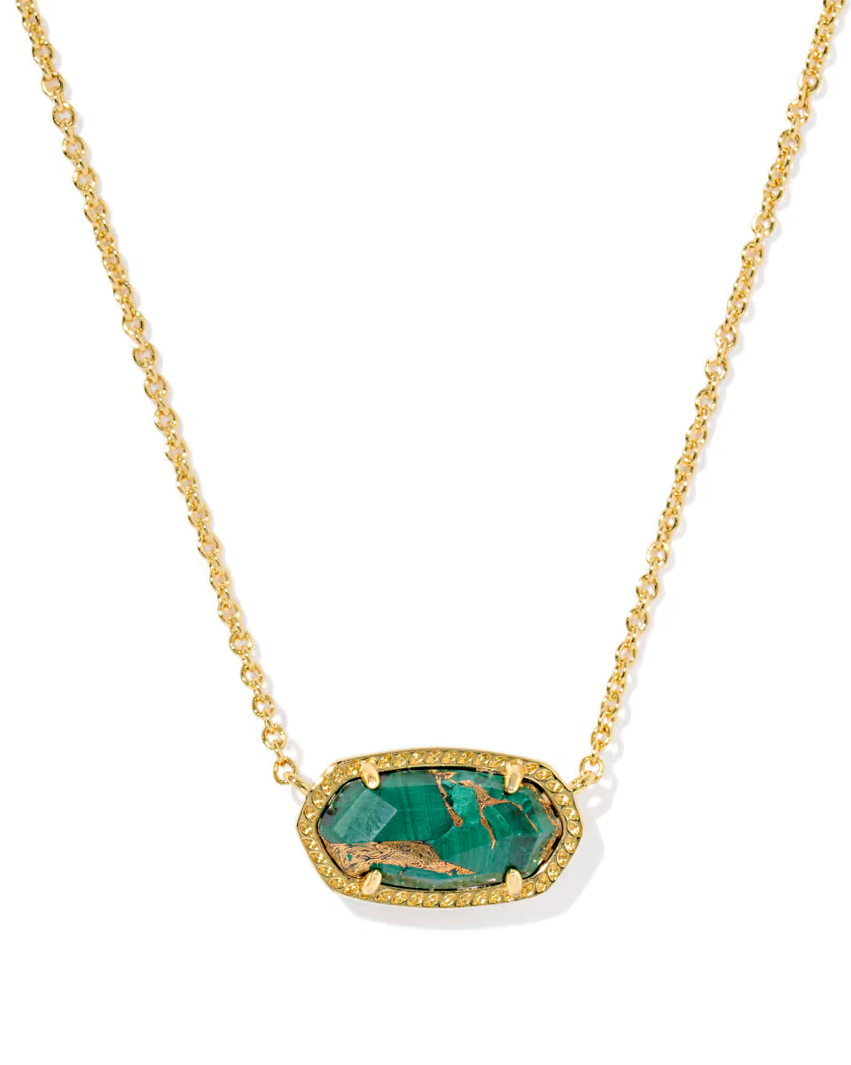 Elisa Veined Malachite Gold Necklace