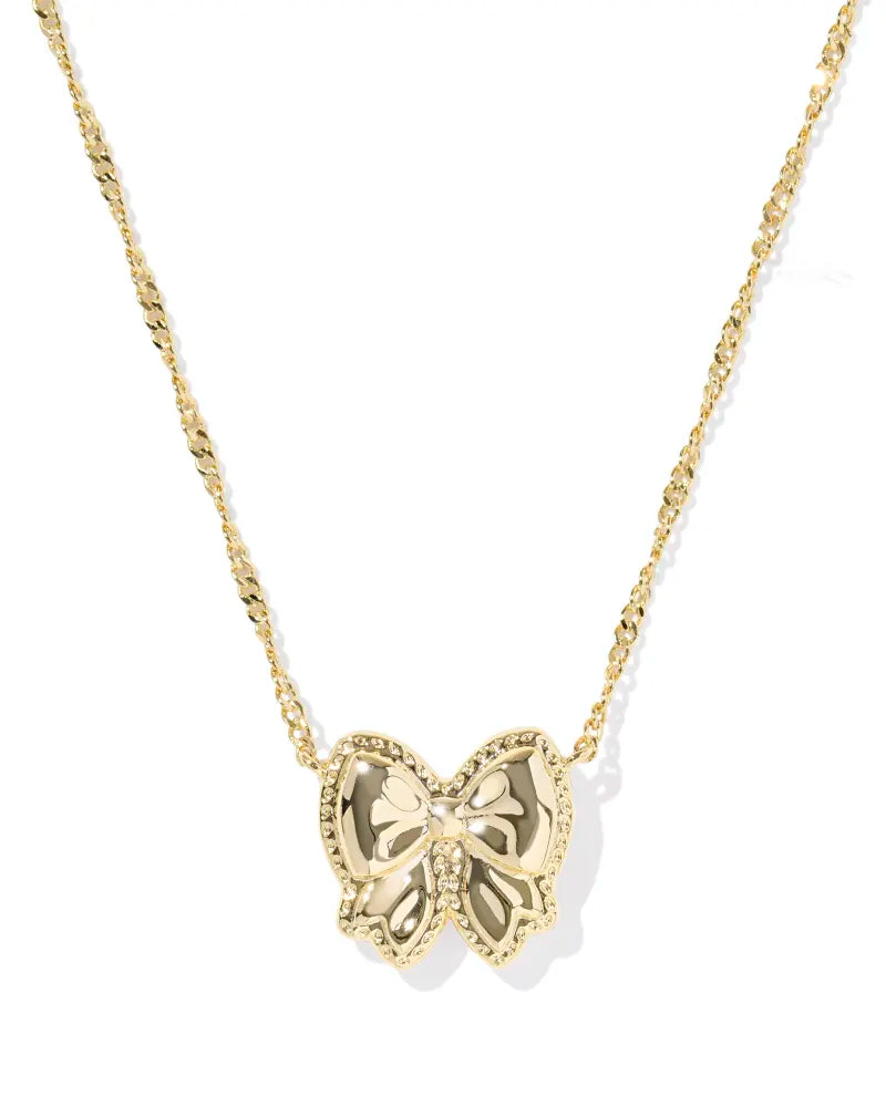 Haley Ivory Bow Pendant Gold Necklace