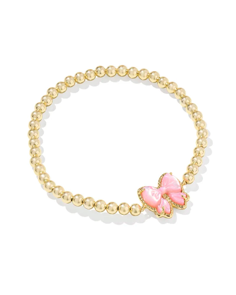Haley Blush Bow Gold Stretch Bracelet
