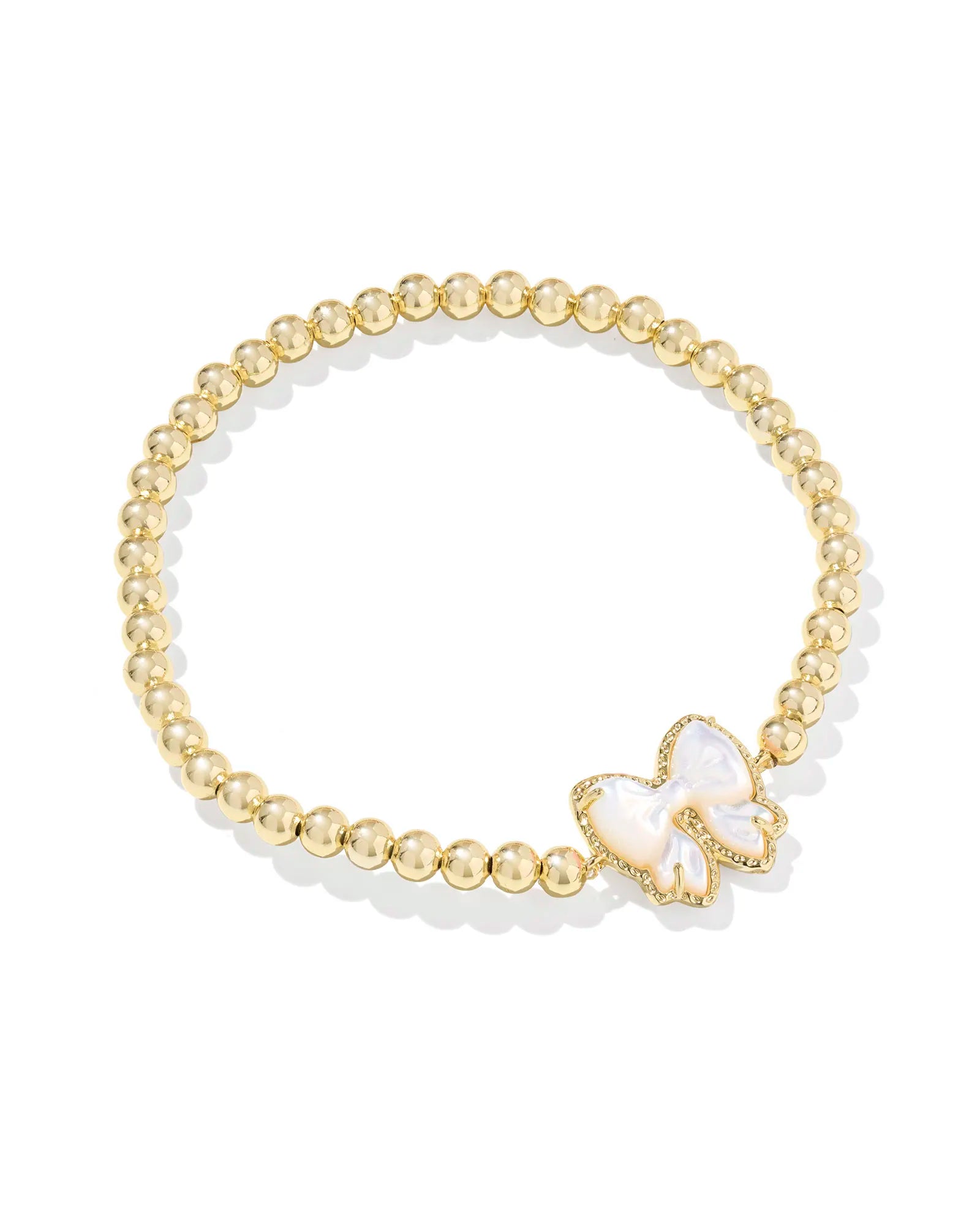Haley Ivory Bow Gold Stretch Bracelet