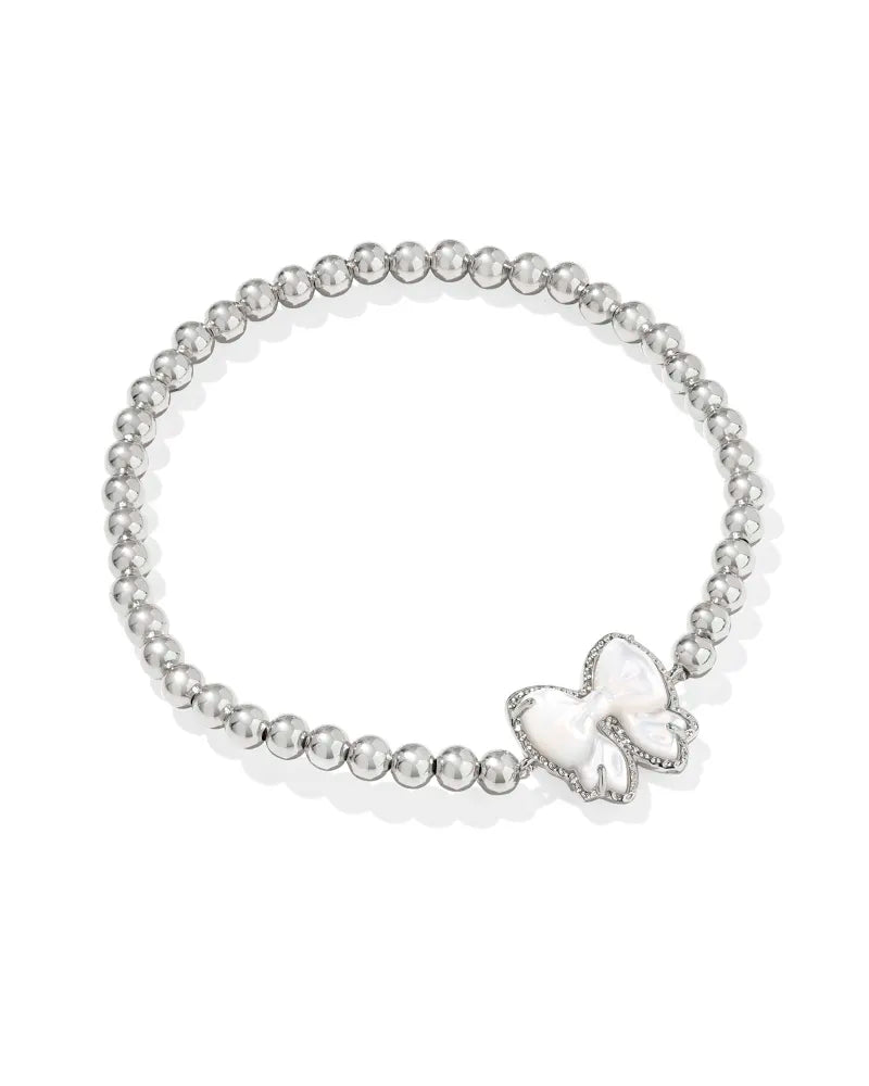 Haley Ivory Bow Silver Stretch Bracelet