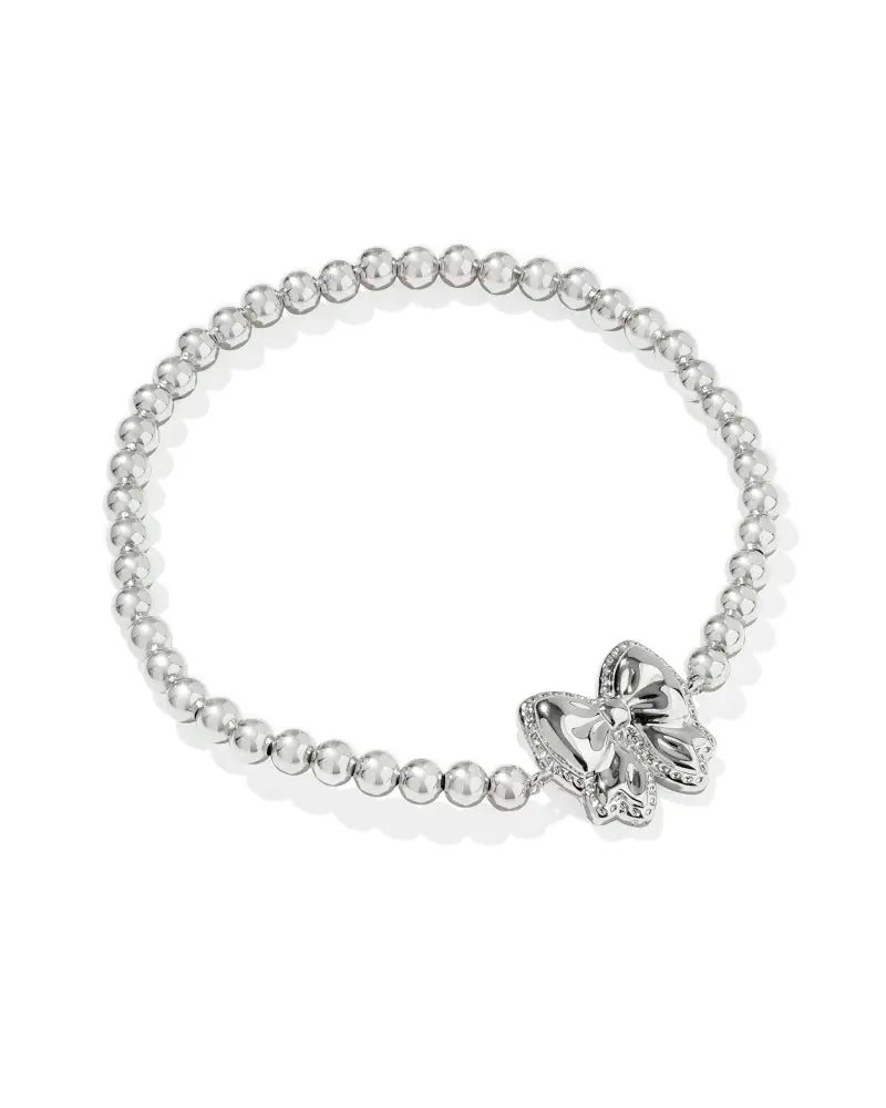 Haley Ivory Bow Silver Stretch Bracelet