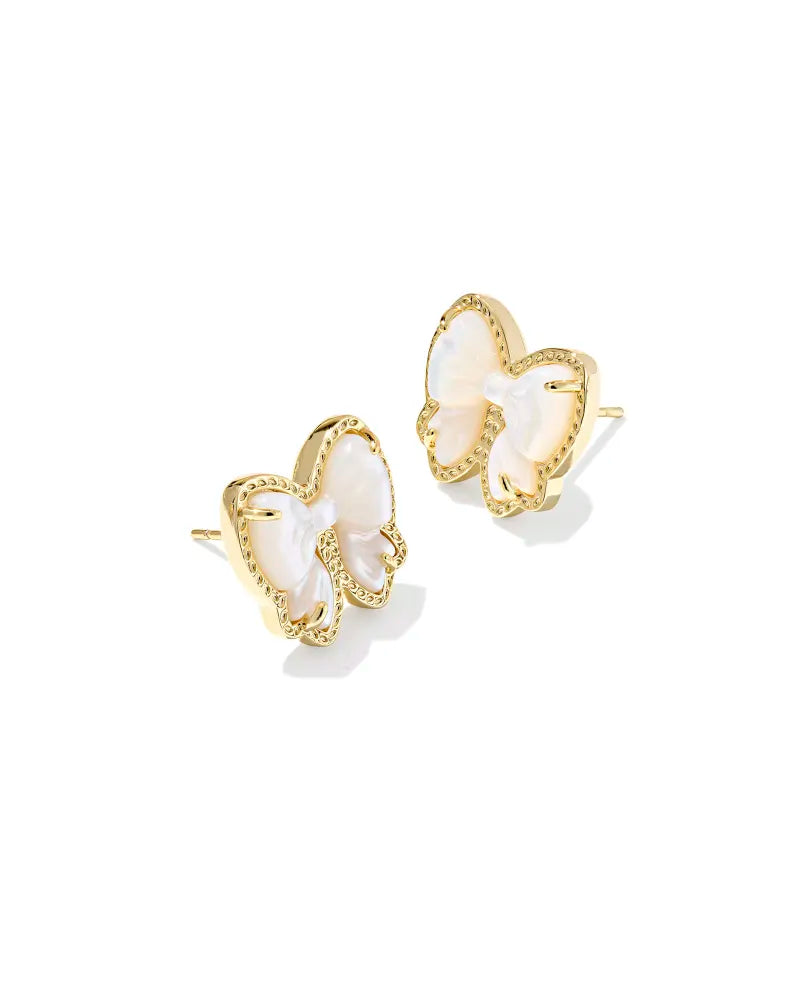 Haley Ivory Bow Gold Stud Earrings