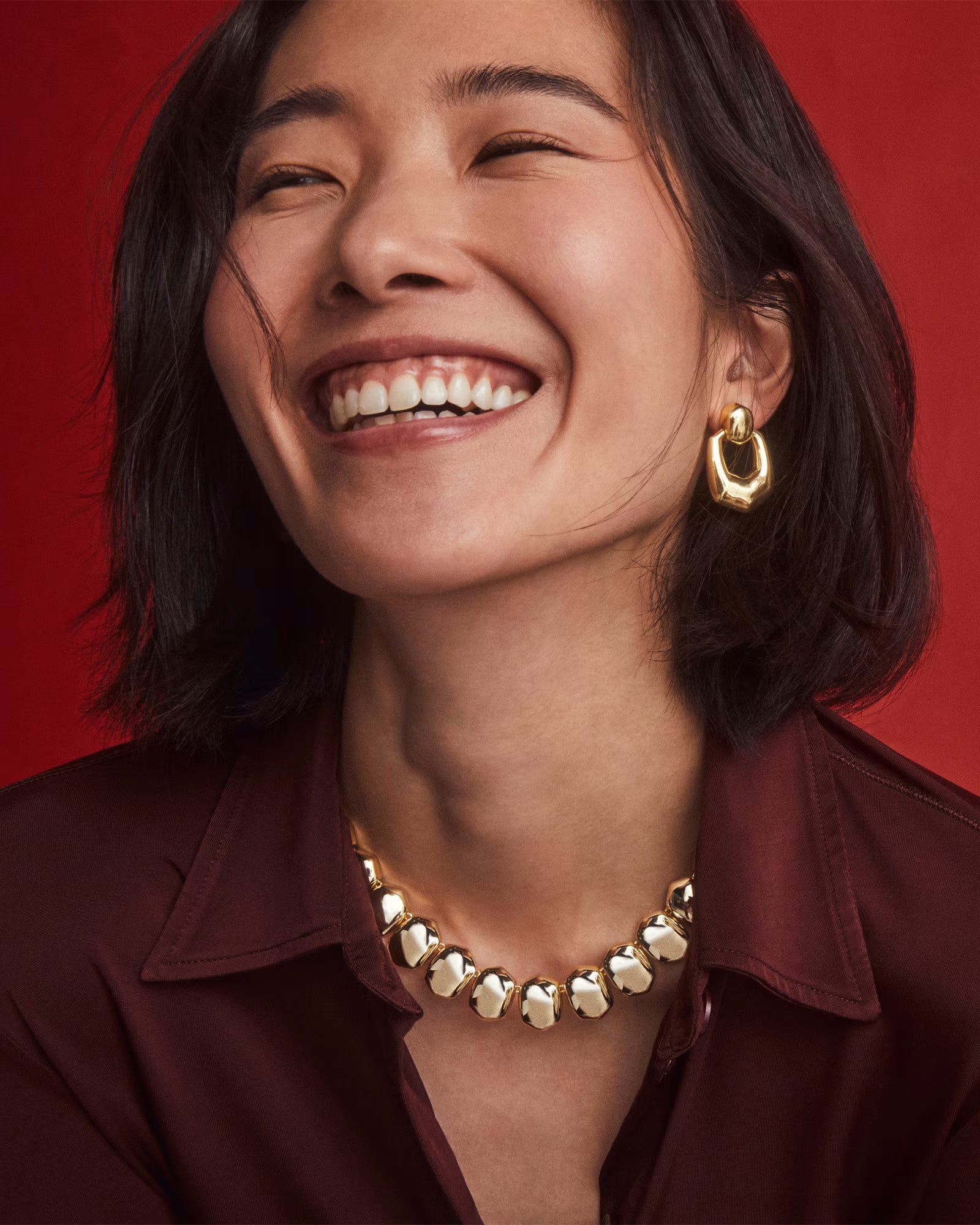 Kaitlin Open Frame Gold Earrings