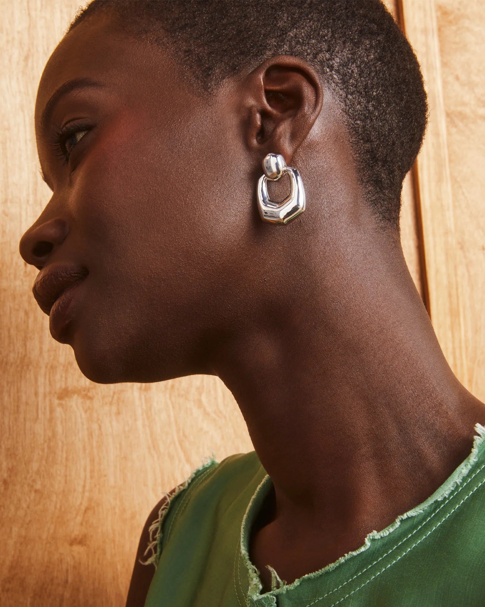 Kaitlin Open Frame Silver Earring