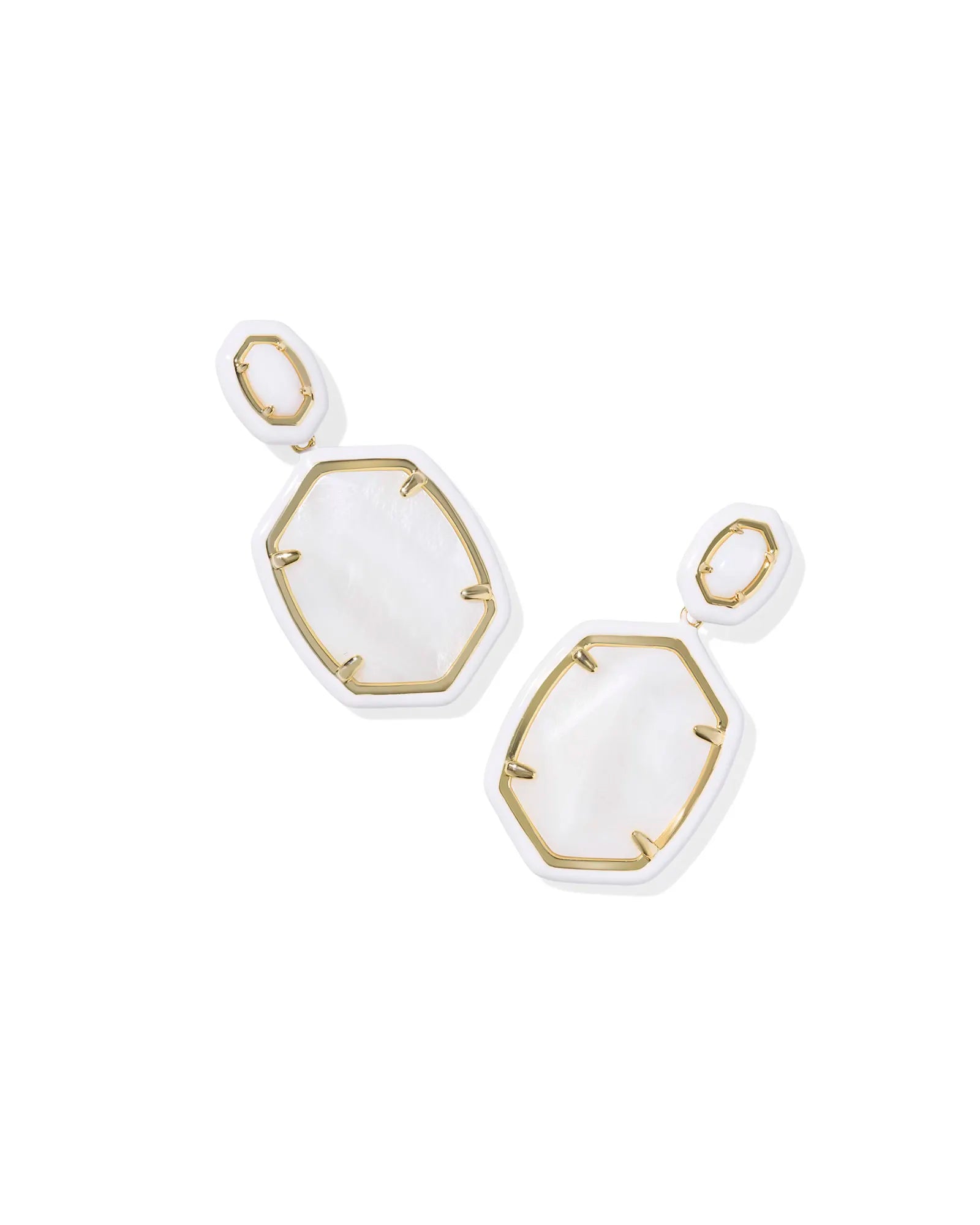 Daphne Gold Frame White MOP Drop Earrings
