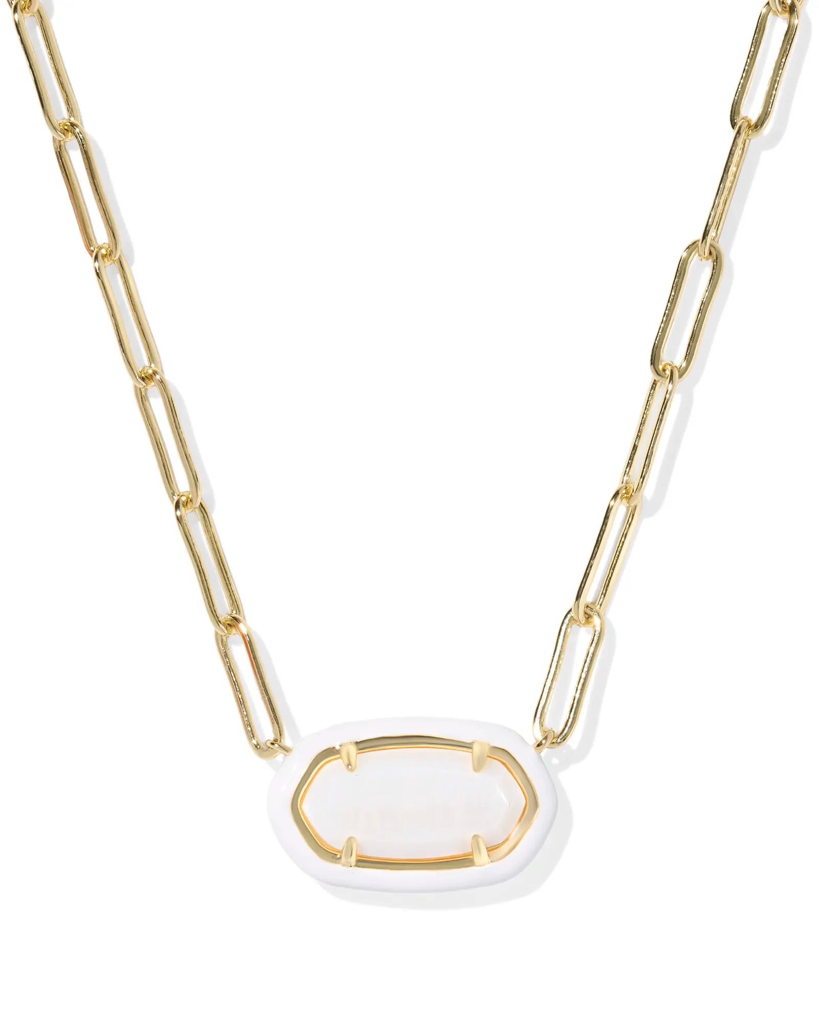 Elisa Gold Paperclip White MOP Necklace