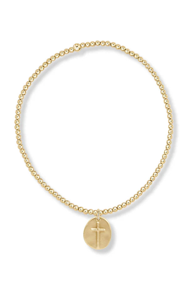 Classic Gold 2mm Inspire Small Charm Beaded Bracelet