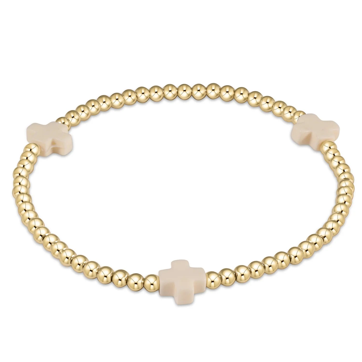 Off White Signature Cross Gold 3mm Beaded Bracelet
