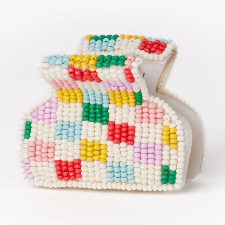 Checkered Beaded Clip-Assorted