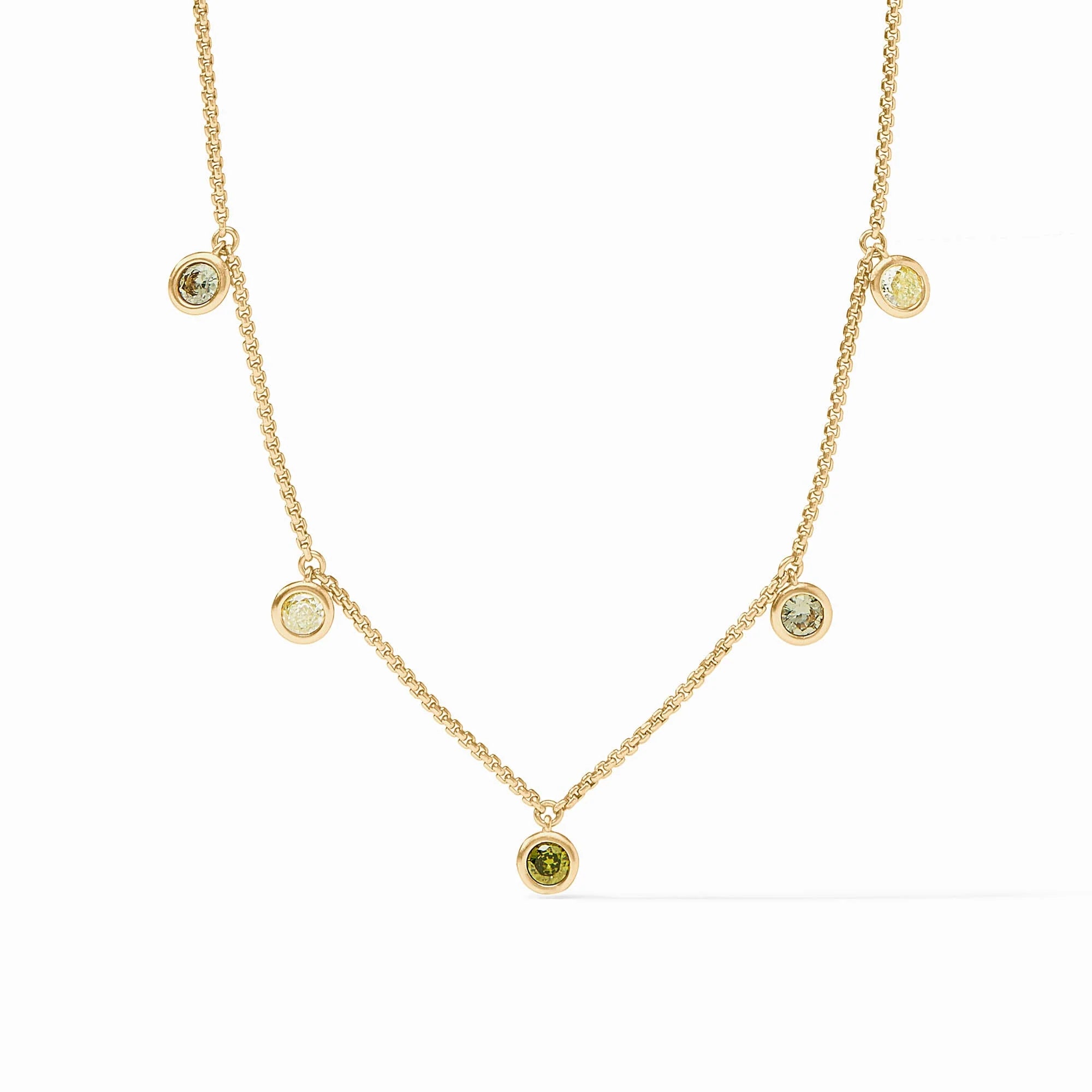 Rainbow Shades Of Jade Delicate Charm Necklace