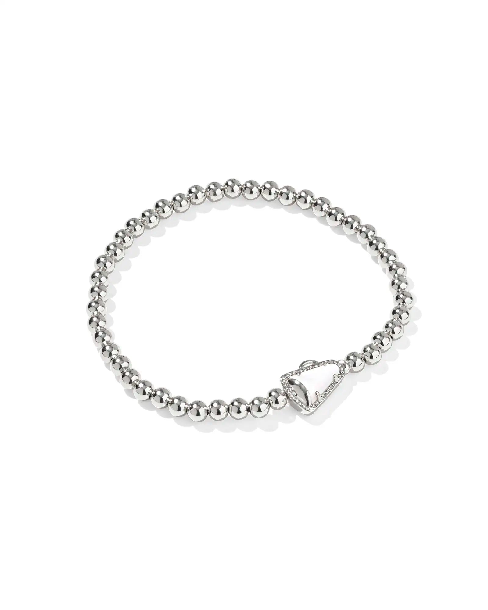 Silver Cheer White MOP Stretch Bracelet