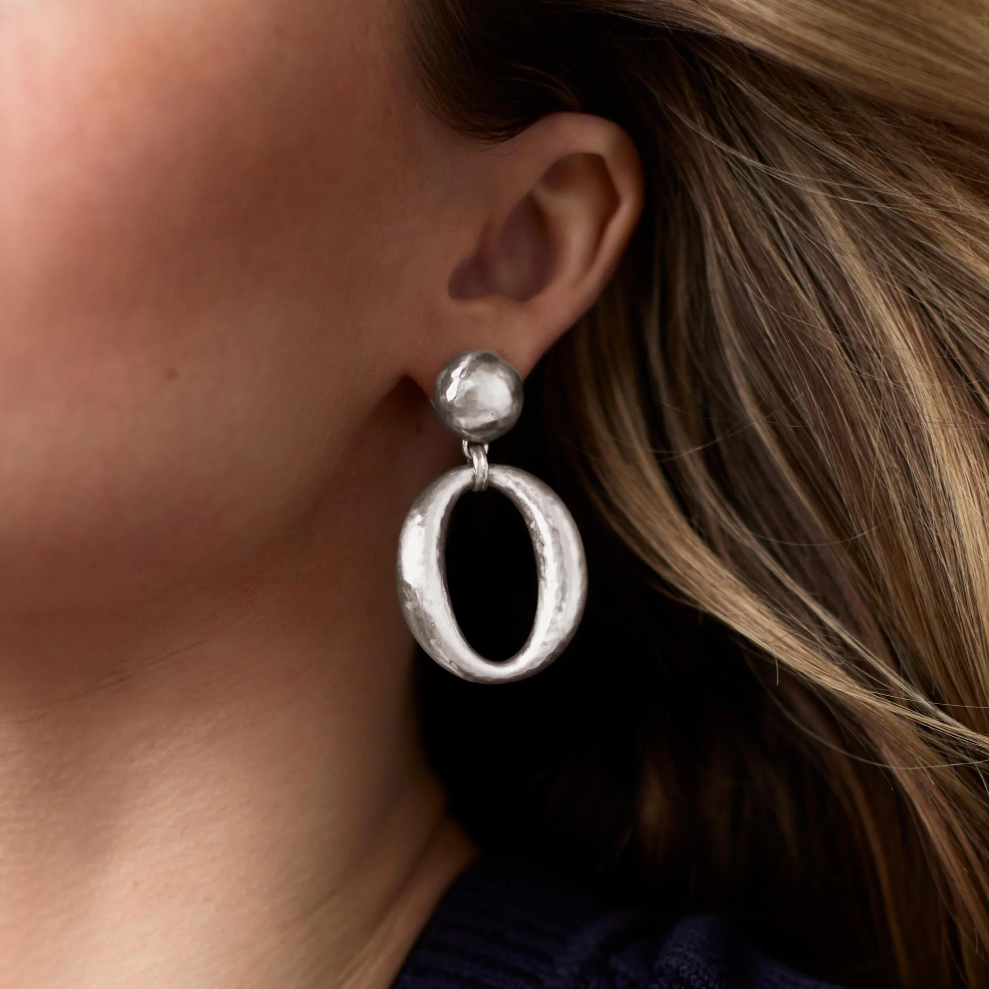 Solara Silver Orbit Statement Earring