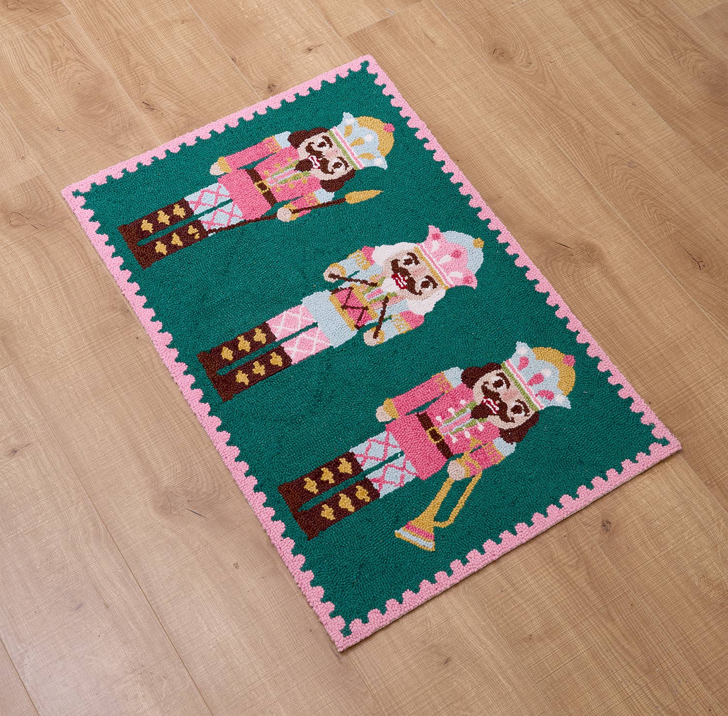 Green & Pink Nutcracker Hook Rug
