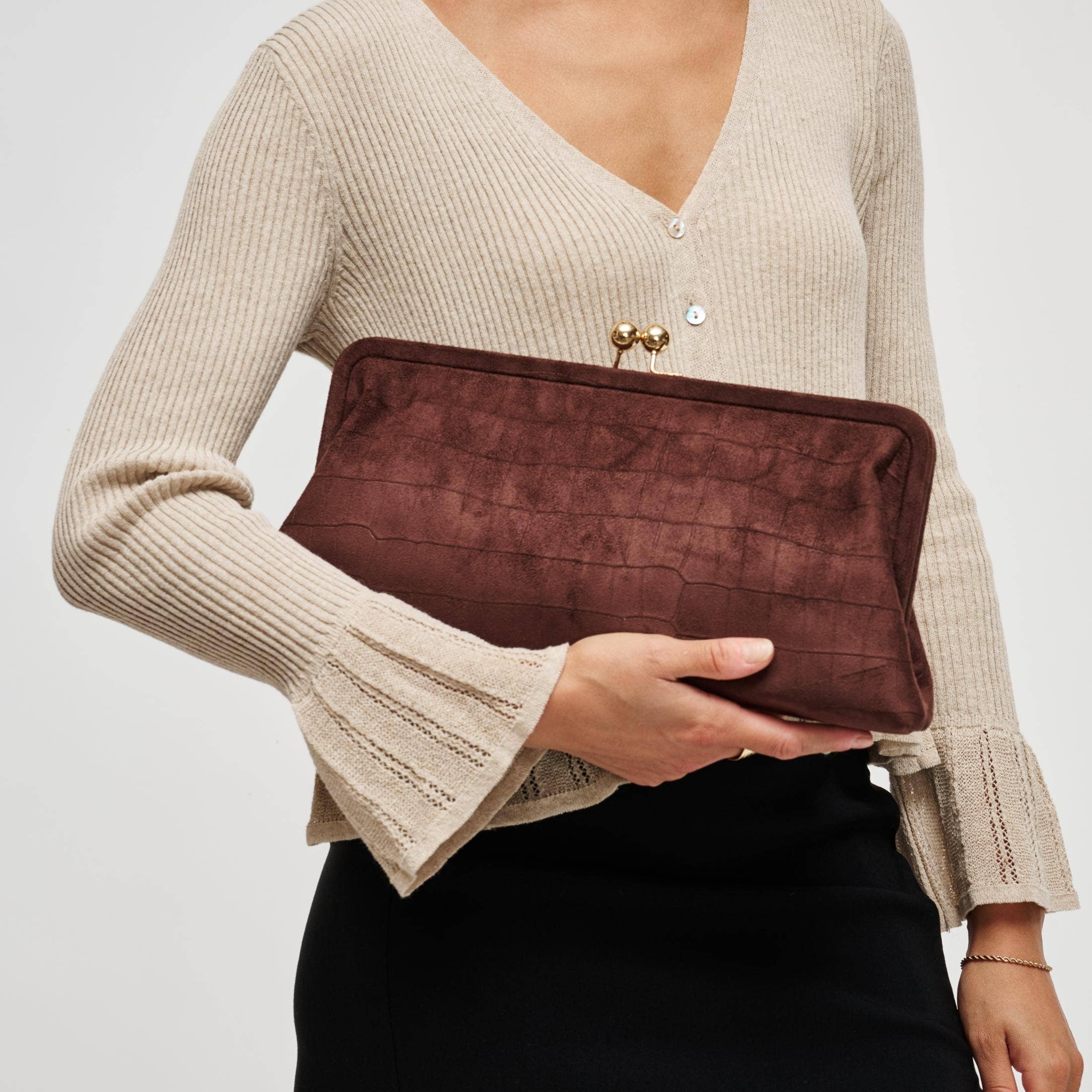 Kristin - Faux Suede Clutch