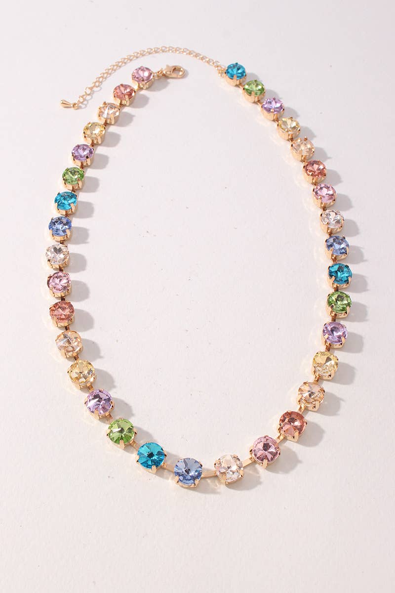 Rainbow Crystal Tennis Necklace