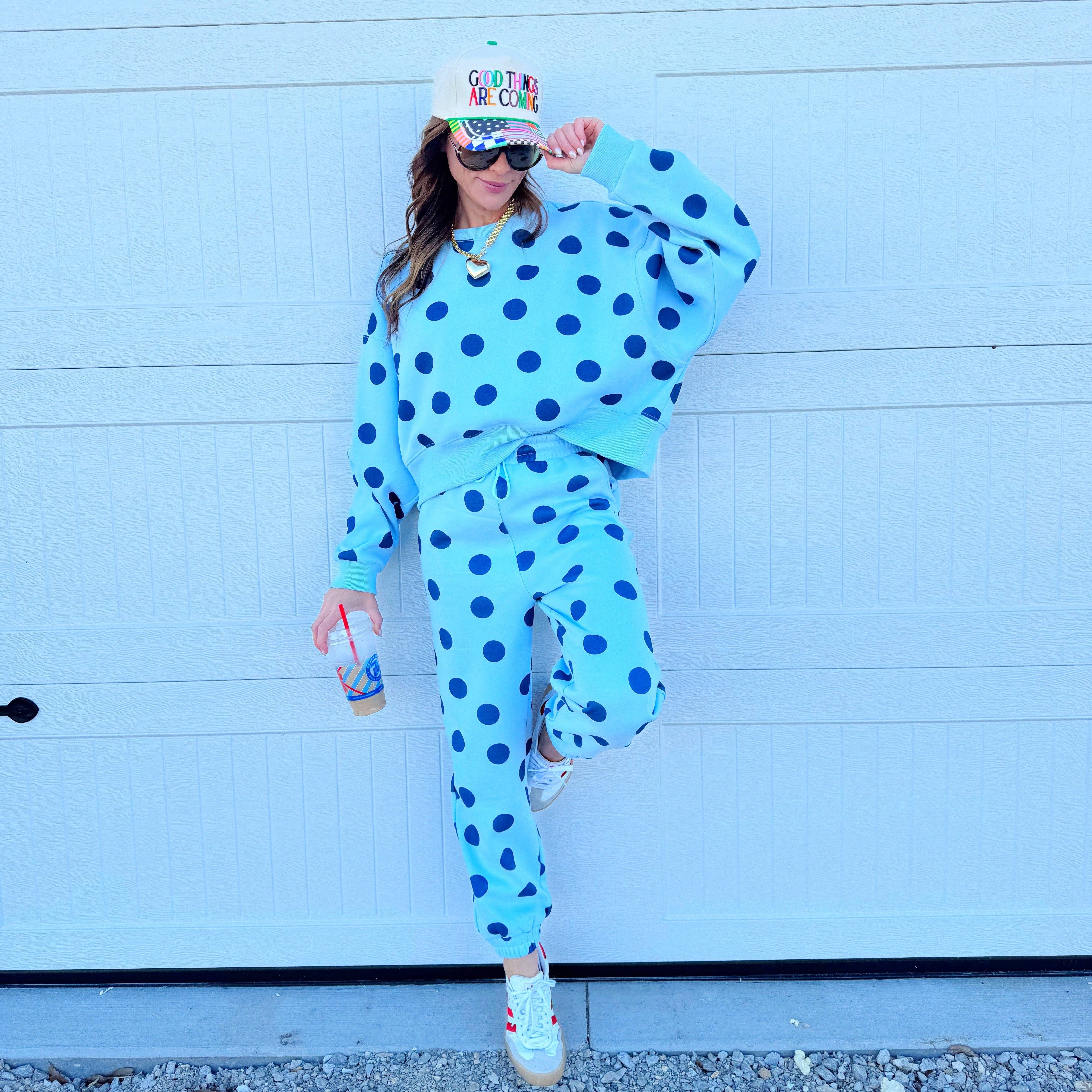 Blue Polka Dot Sweatshirt