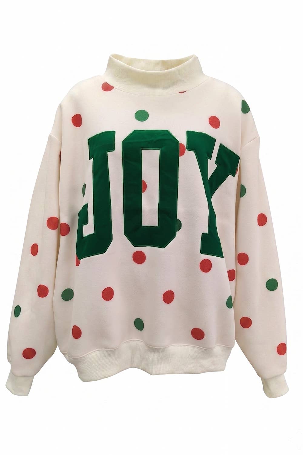 | 'JOY' Applique Patch Polka-Dot Sweatshirt