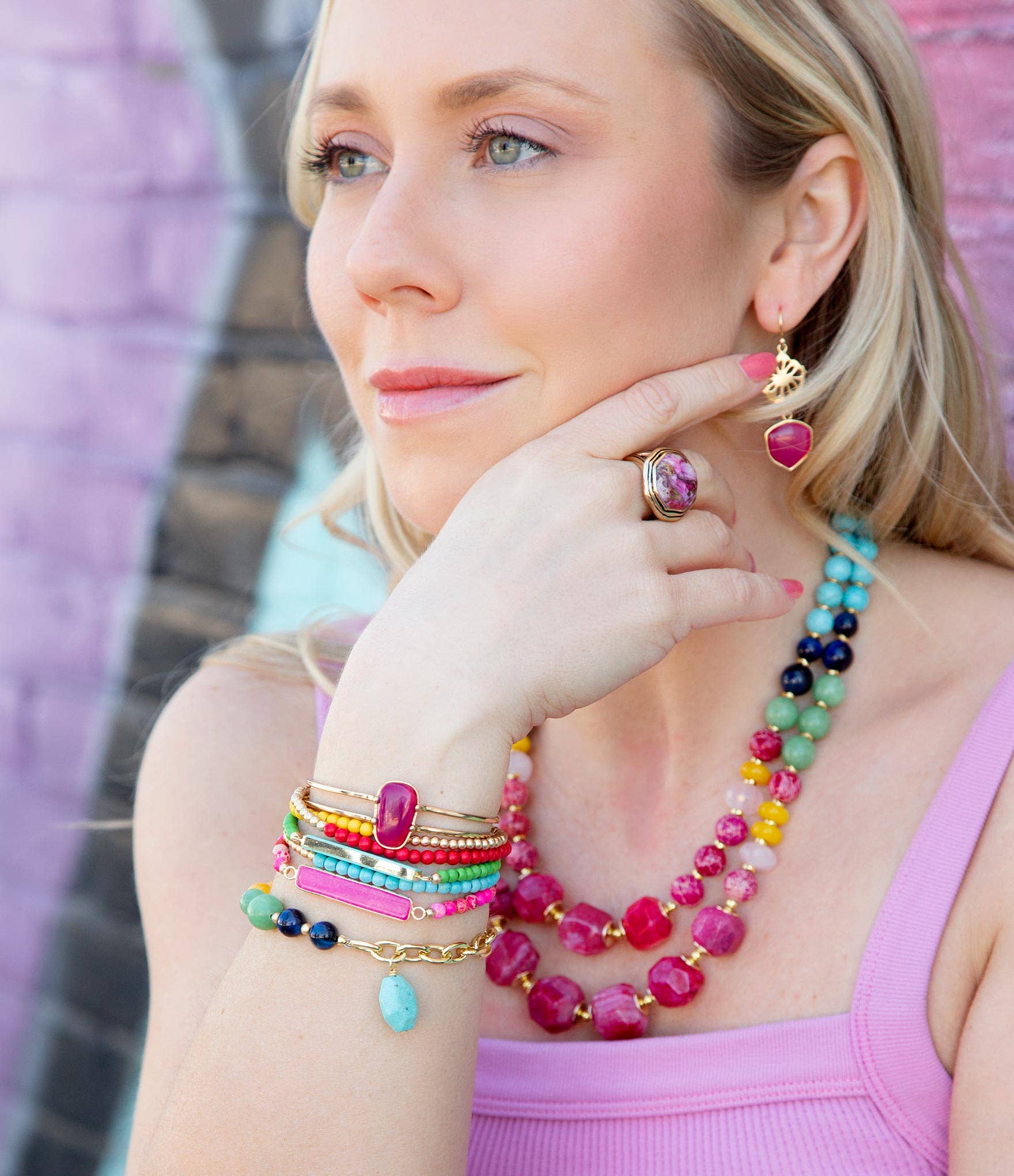 Serape Multi Stone Statement Necklace