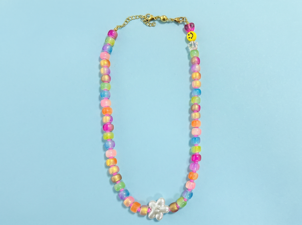 Ada Necklace- Colorful w/ Pearl Flower